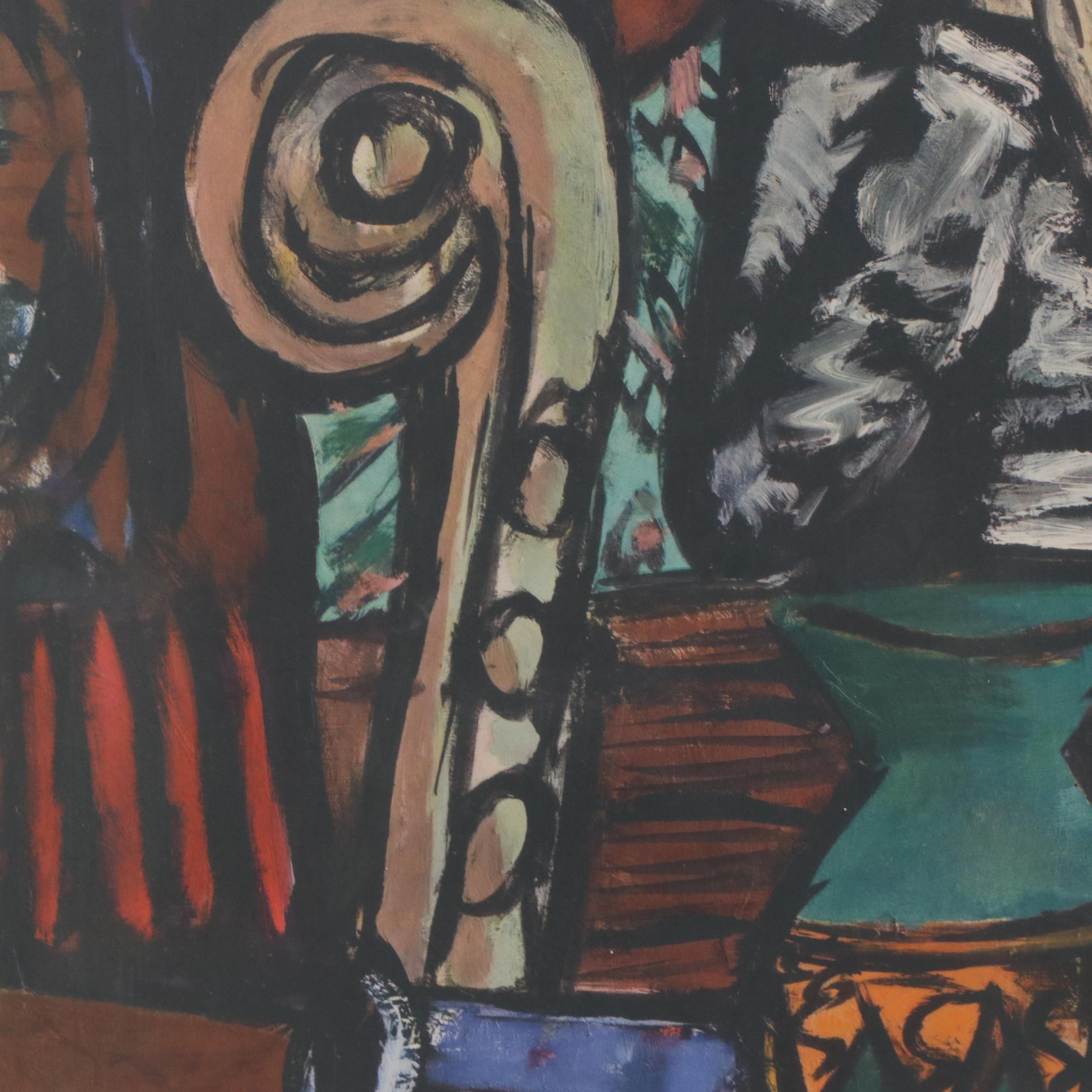 Chromolithograph after Max Beckmann "Lady with Mirror," 20th Century