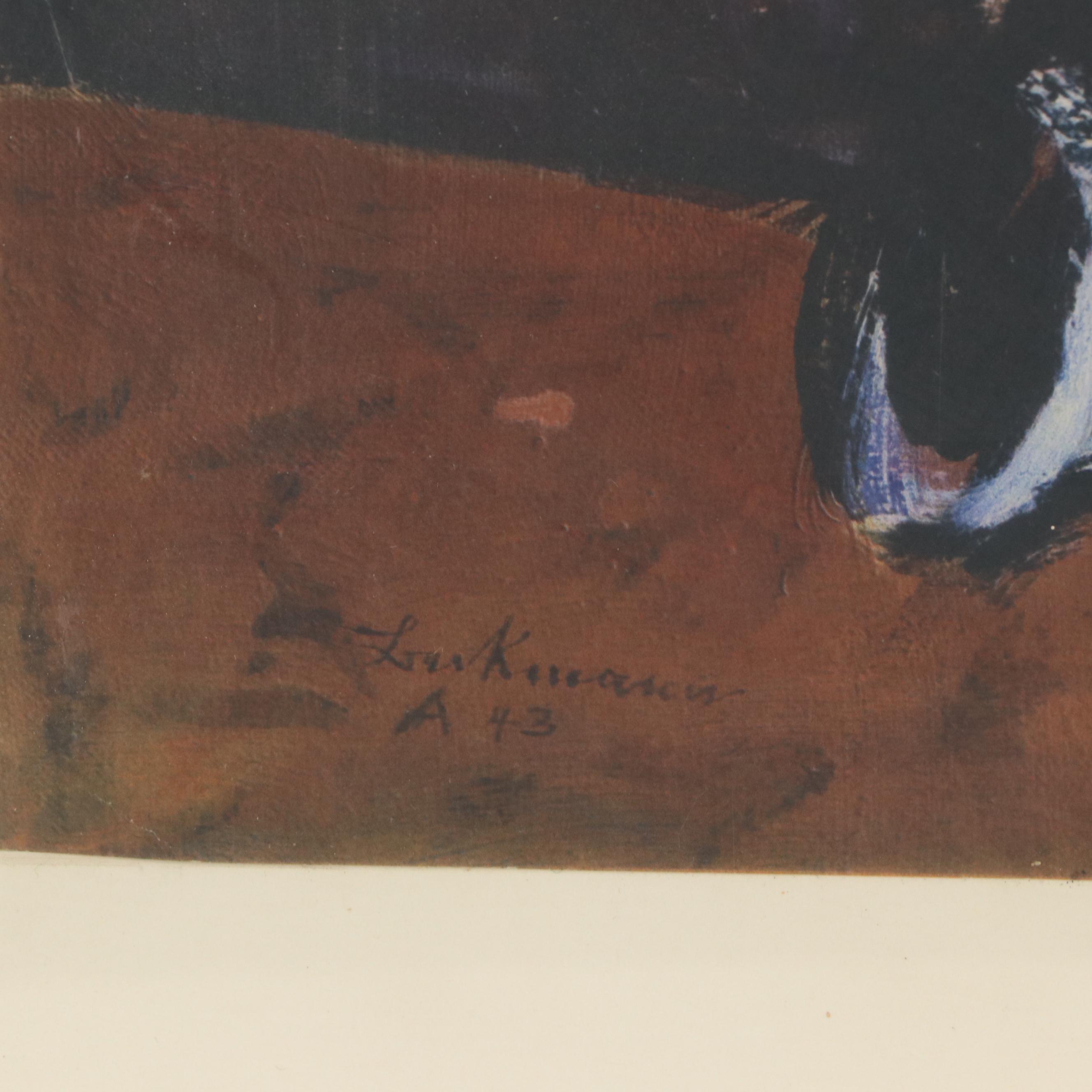 Chromolithograph after Max Beckmann "Lady with Mirror," 20th Century