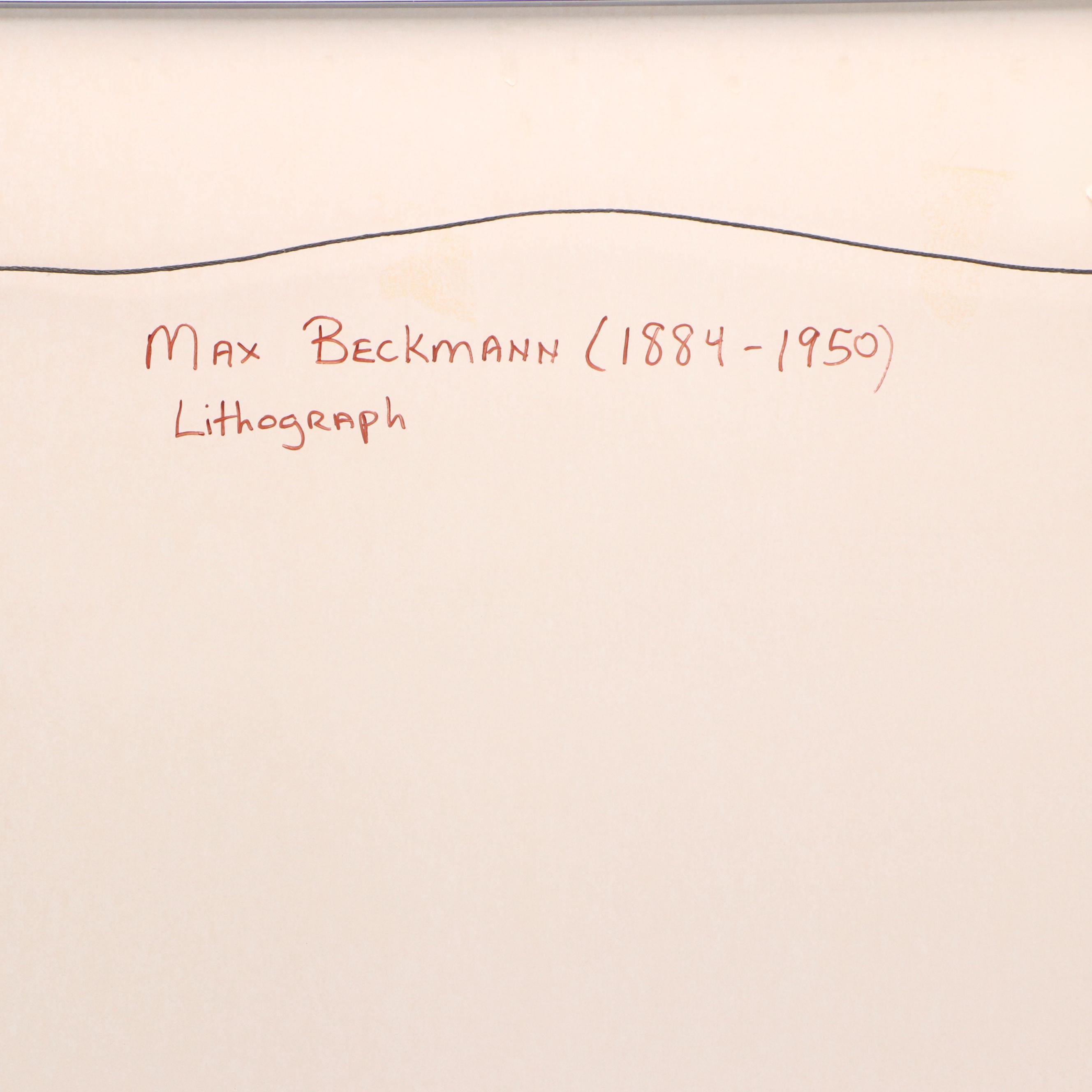 Chromolithograph after Max Beckmann "Lady with Mirror," 20th Century