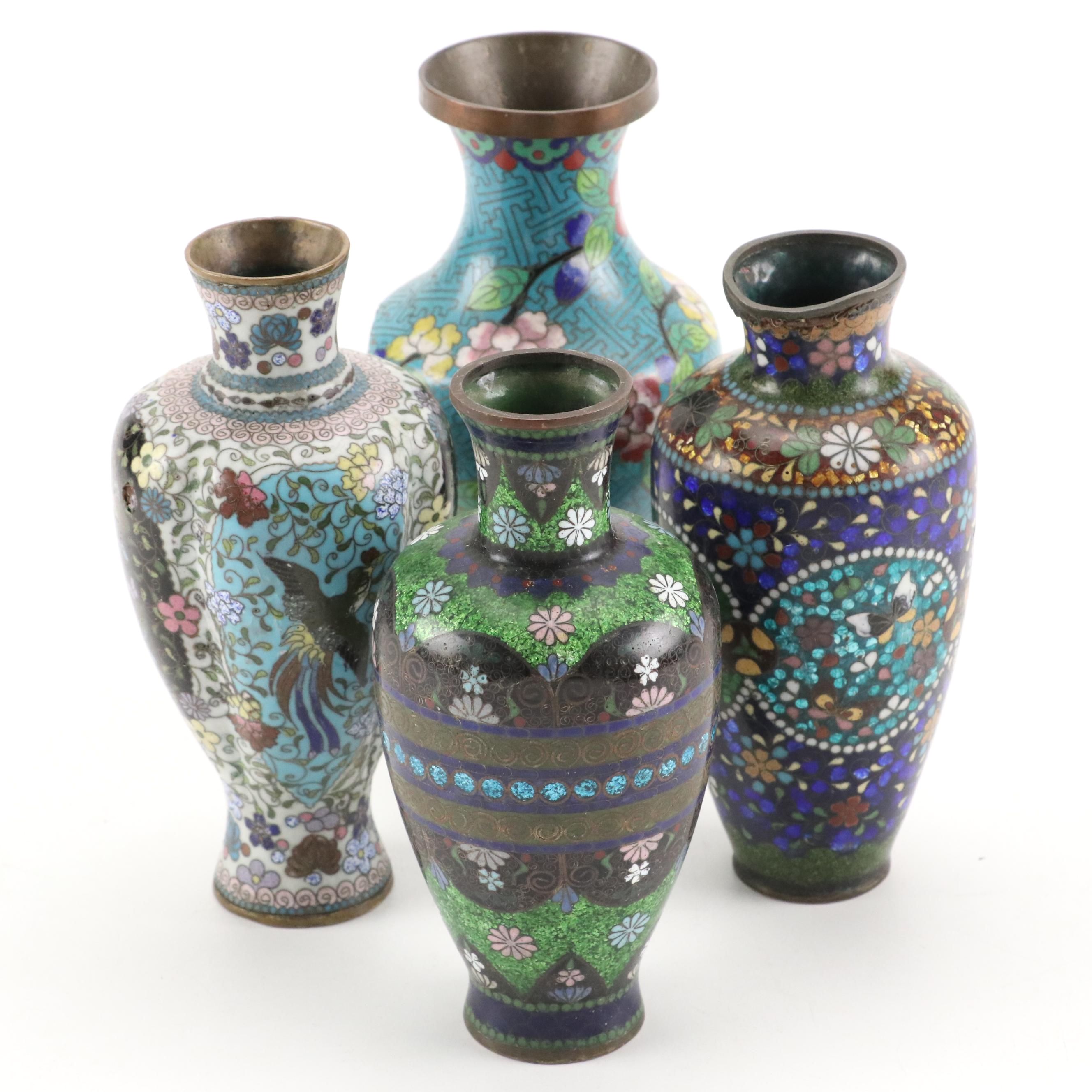 Chinese Cloisonné Enamel Over Metal Vases