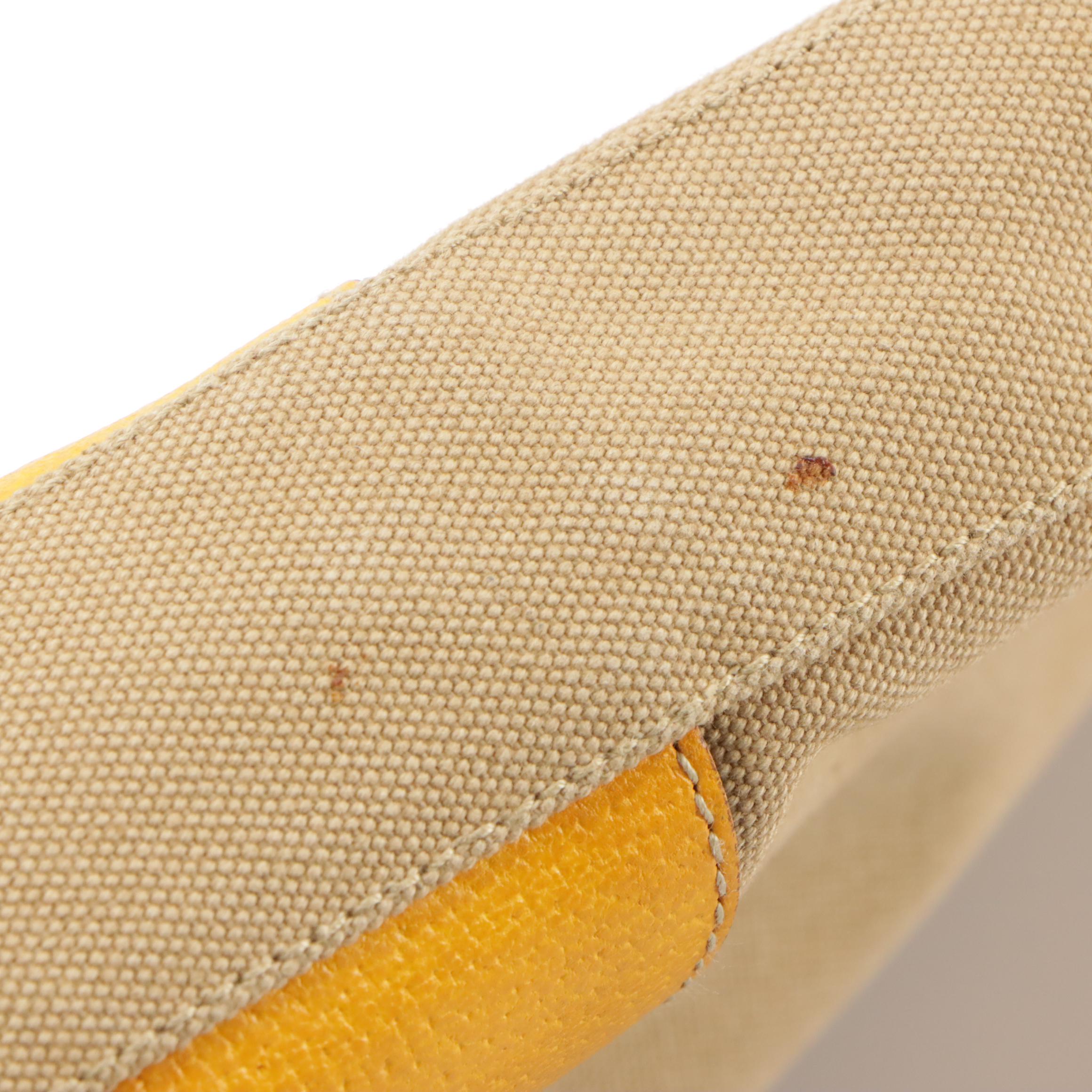 Prada Canapa Canvas and Yellow Leather Zippered Shoulder Bag