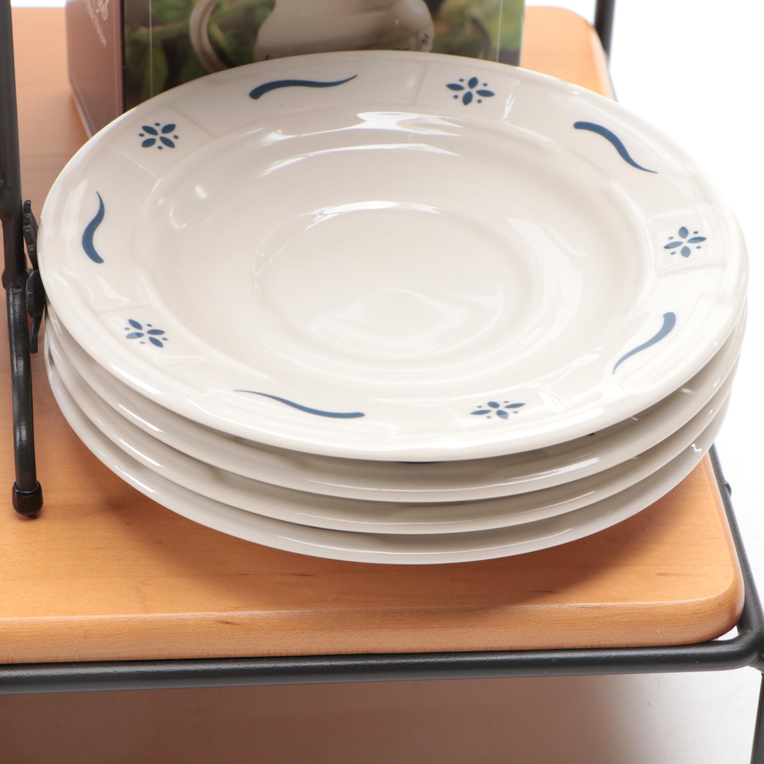 Longaberger "Woven Traditions" Ceramic Saucers with Baskets, Organizer, and More