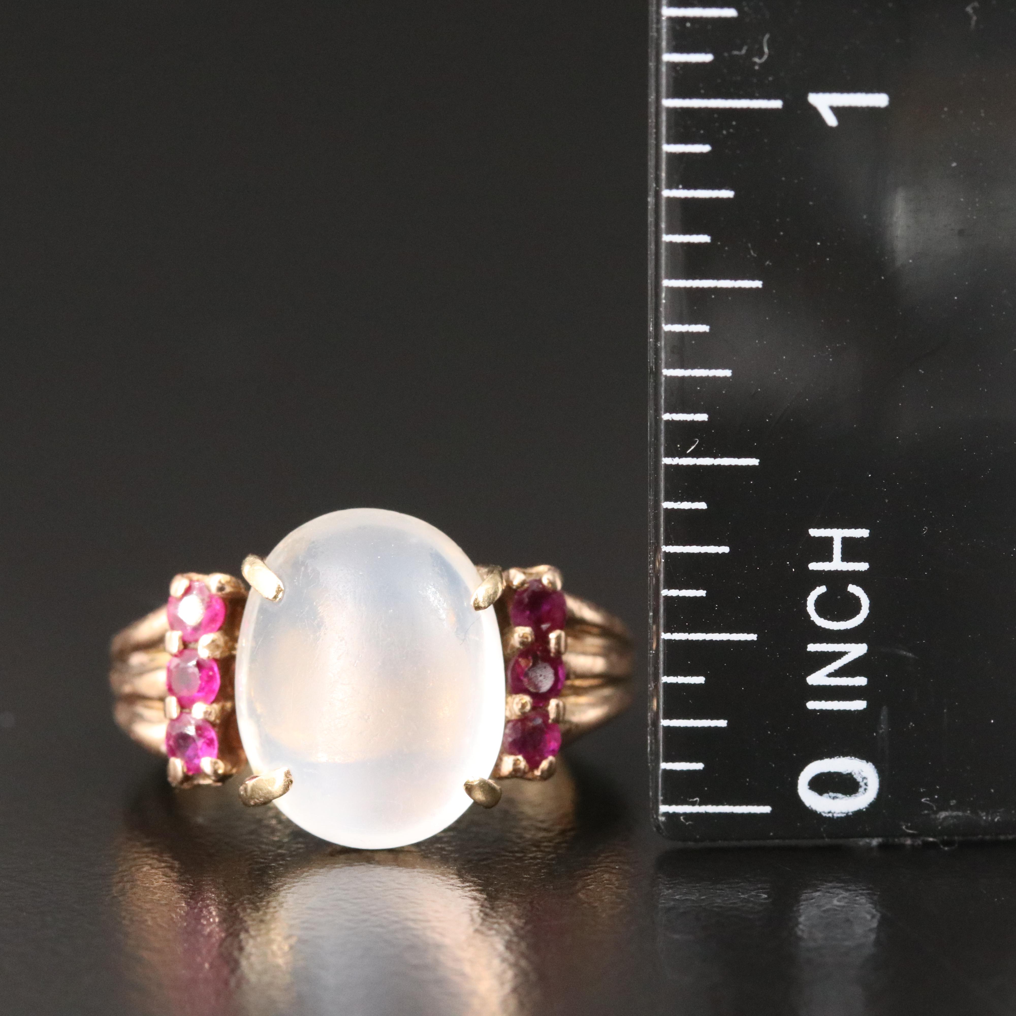 14K Moonstone and Ruby Ring