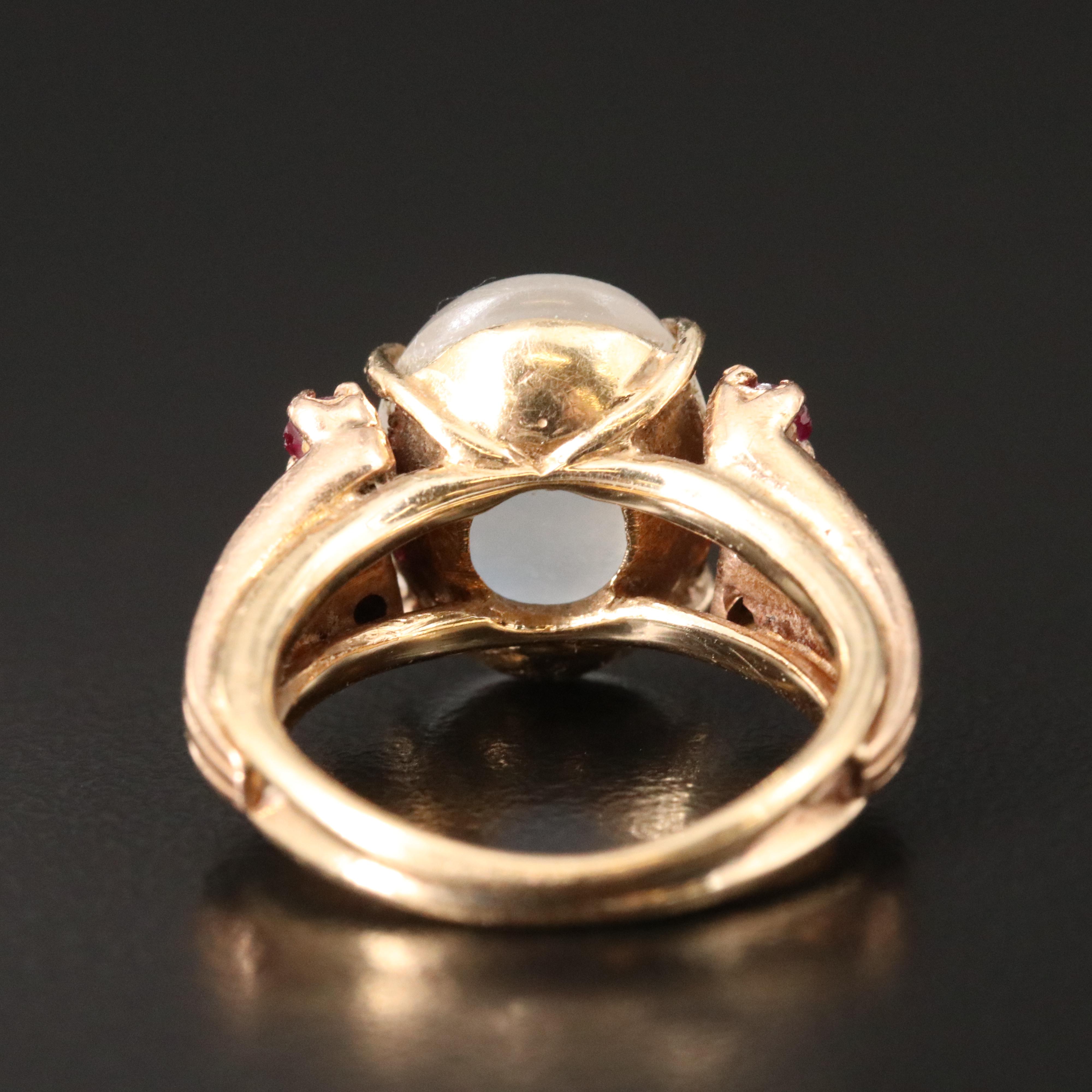 14K Moonstone and Ruby Ring