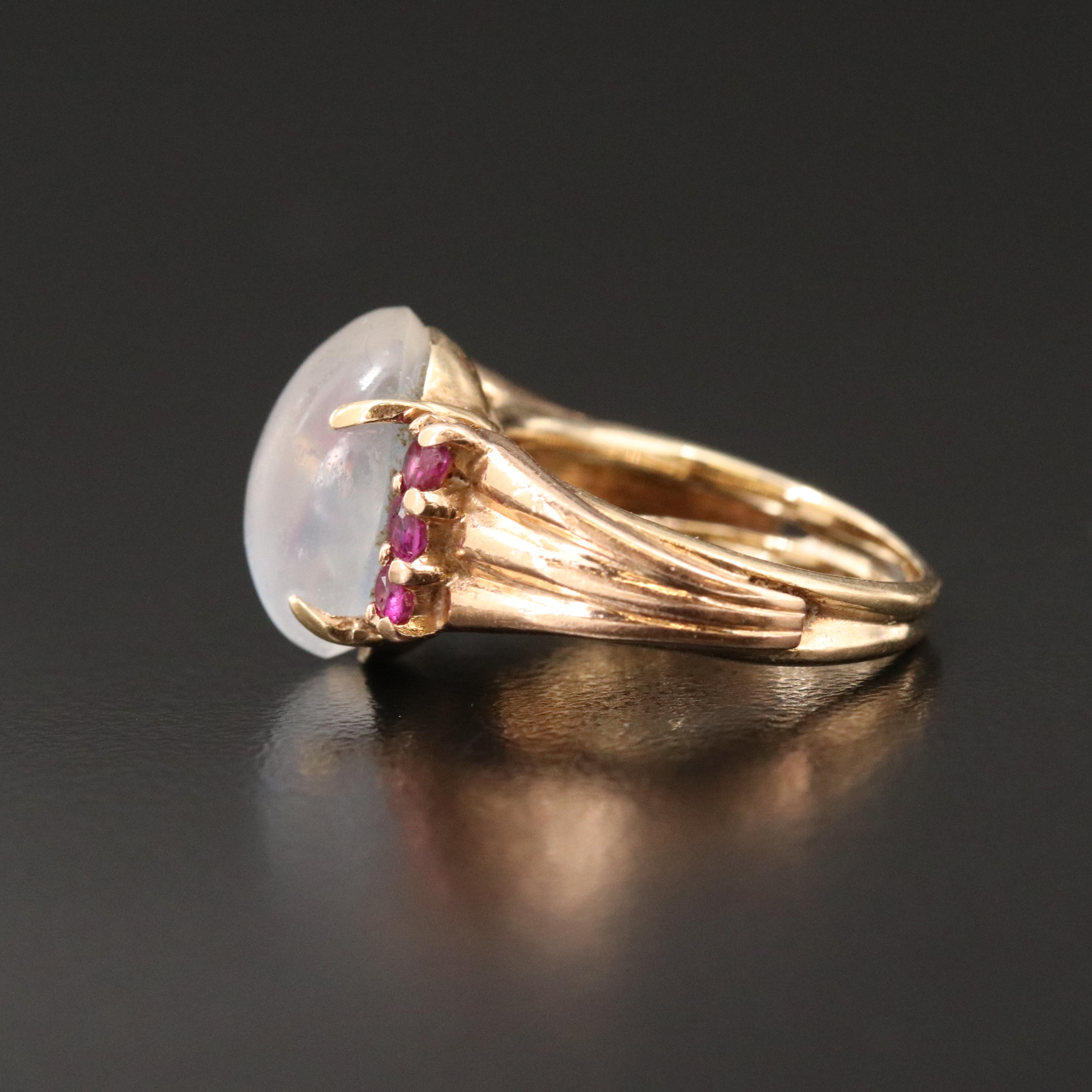 14K Moonstone and Ruby Ring