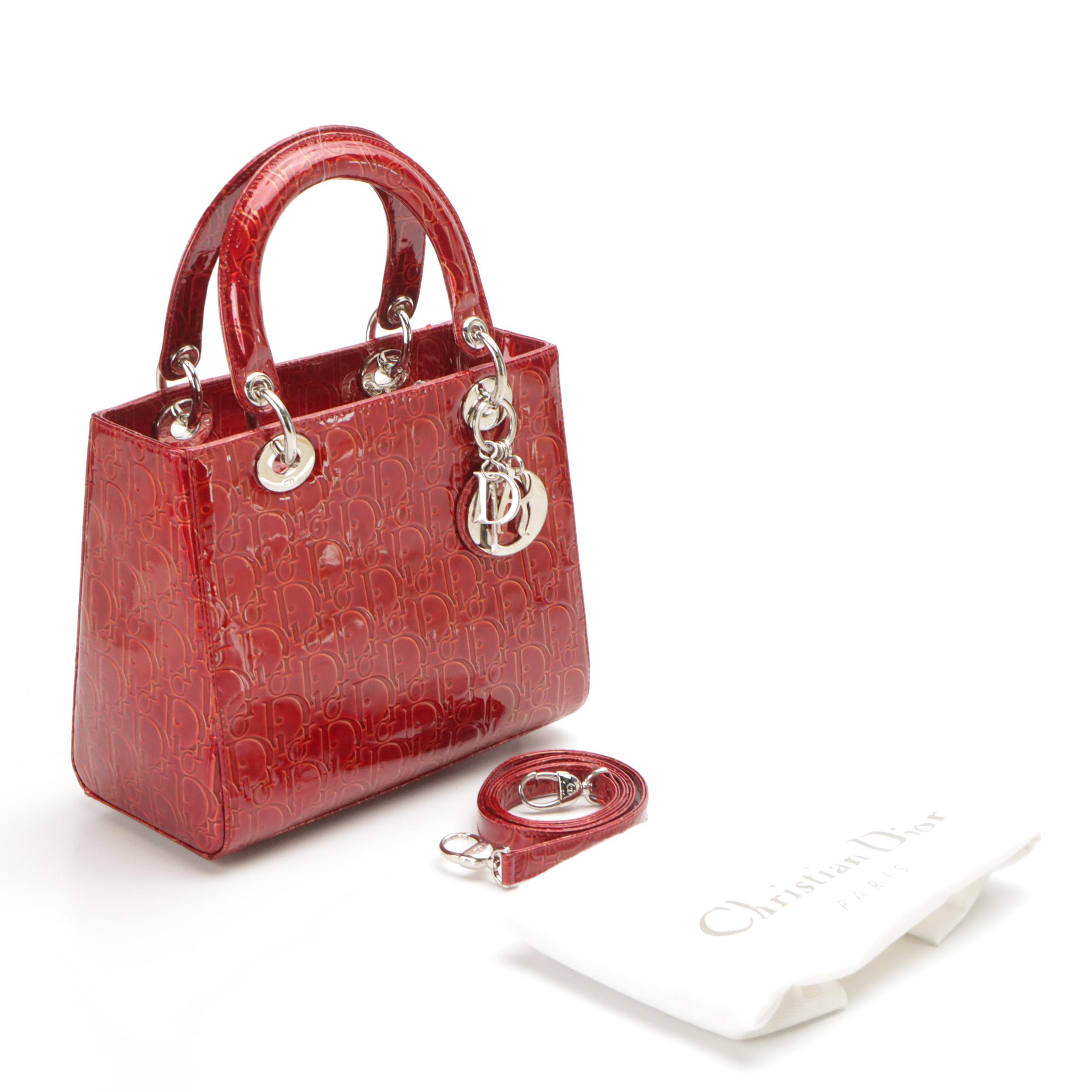 Christian Dior Ultimate Medium Lady Dior Oblique Patent Leather Two-Way Bag