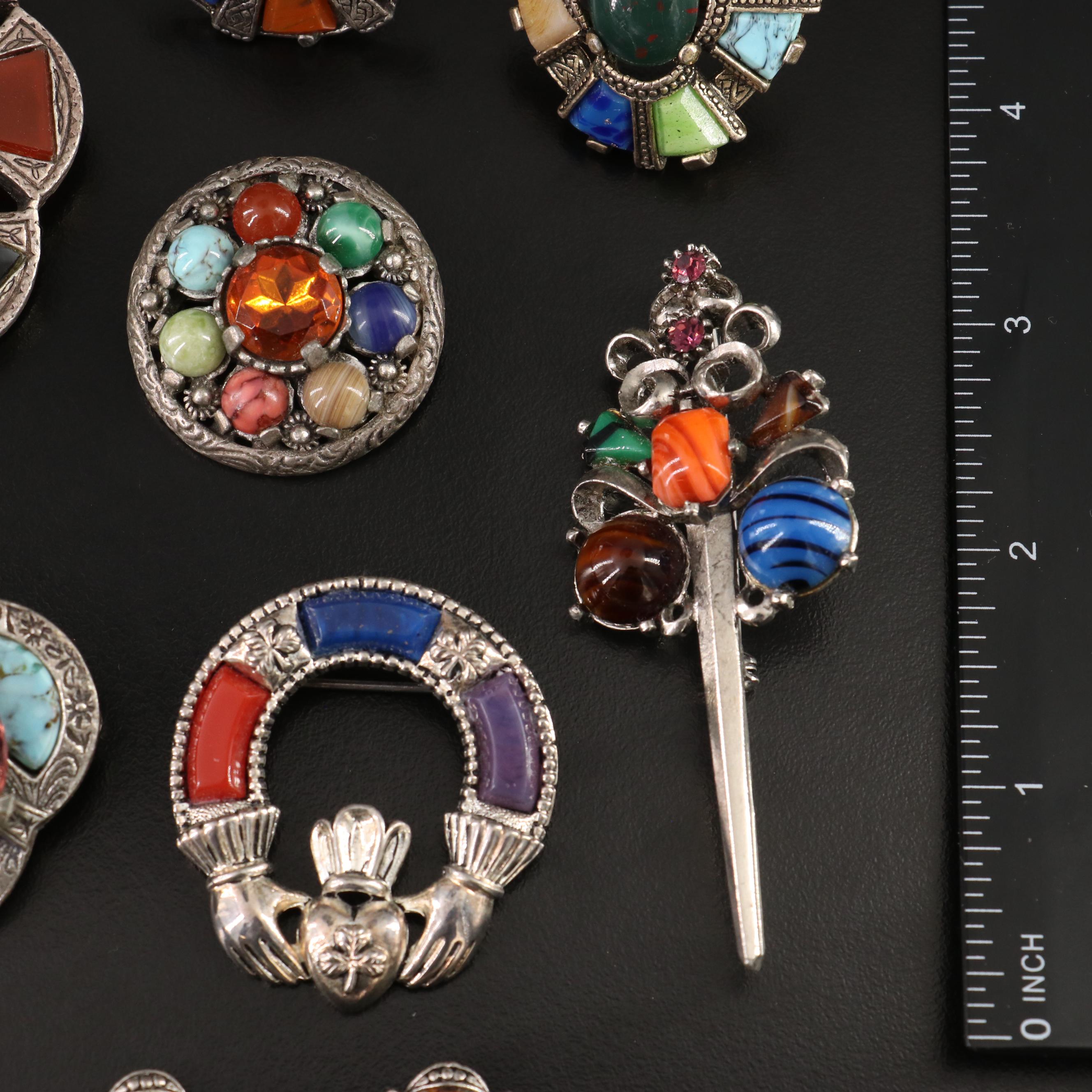 Collection of Costume Scottish Pebble Style Jewelry