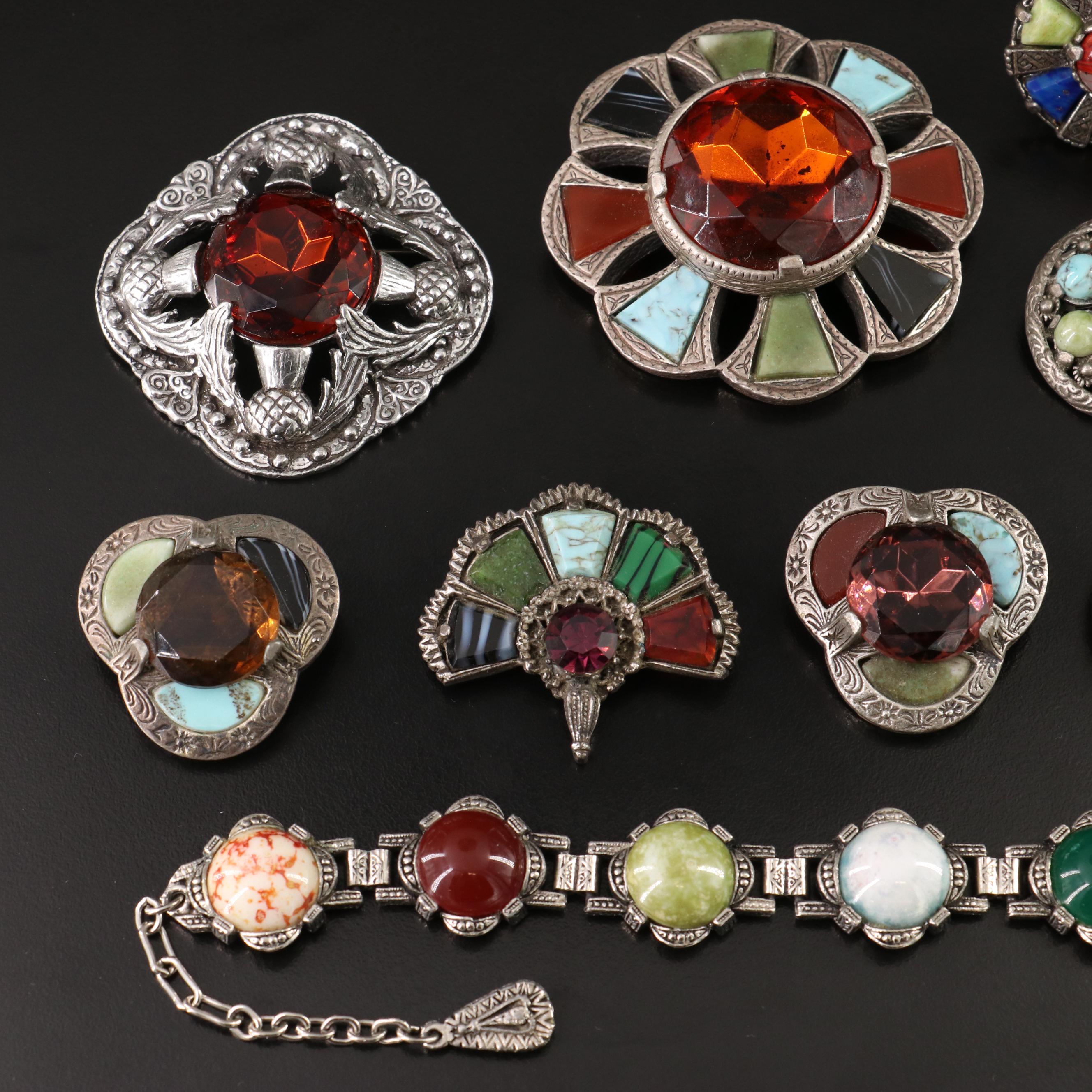 Collection of Costume Scottish Pebble Style Jewelry