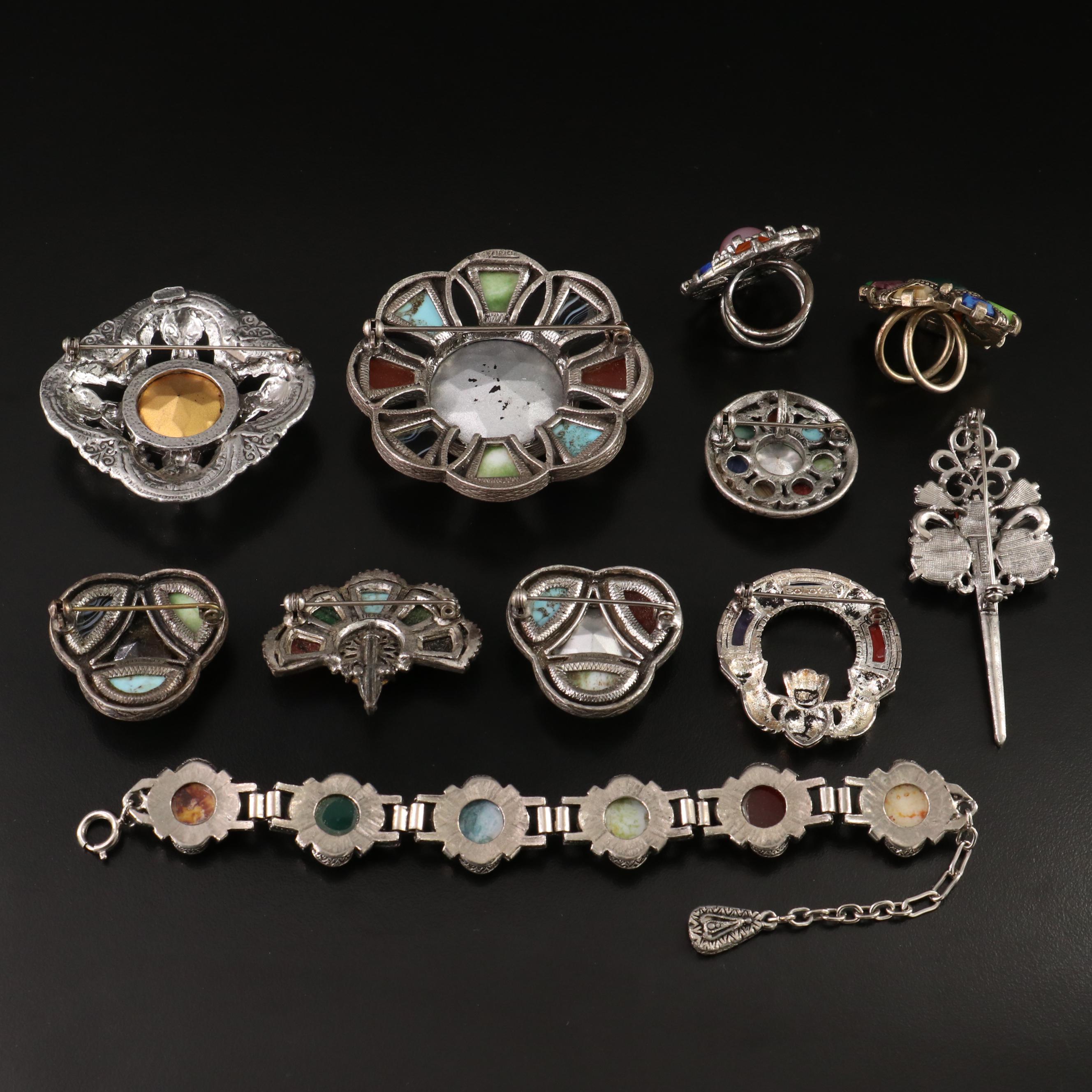 Collection of Costume Scottish Pebble Style Jewelry