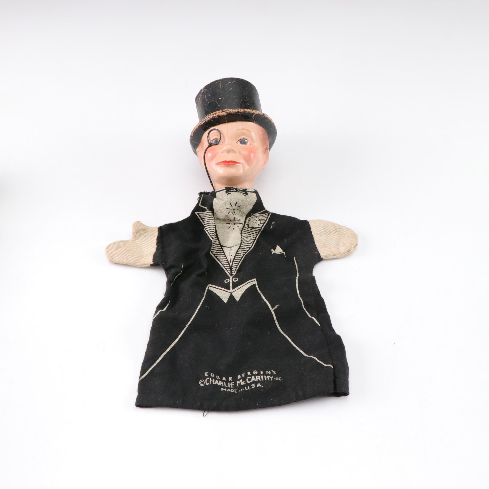 Charlie McCarthy Hand Puppet & Peg Doll