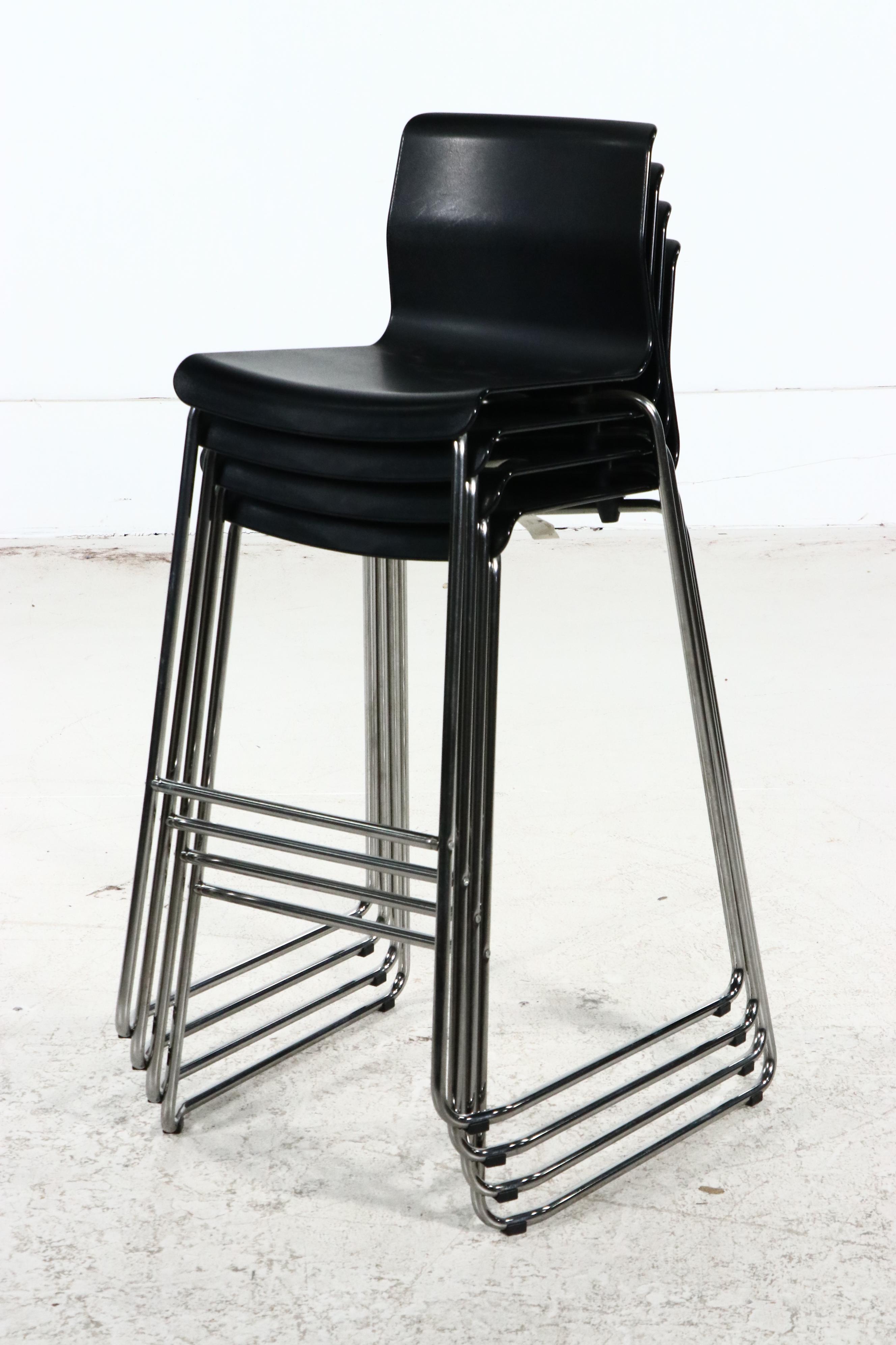 Set of Four IKEA Danish Modern Style Molded Plastic and Metal "Glenn" Barstools