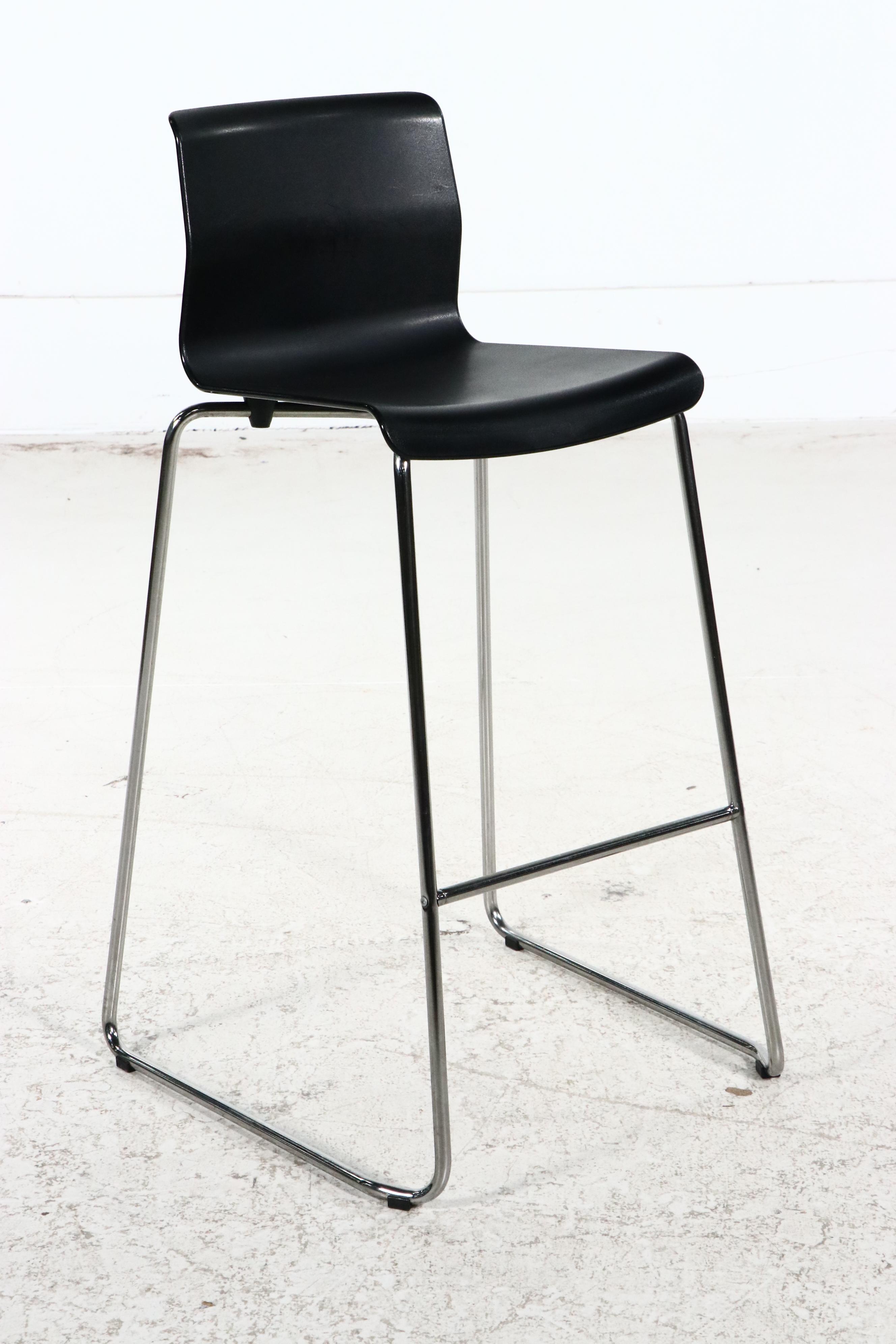 Set of Four IKEA Danish Modern Style Molded Plastic and Metal "Glenn" Barstools