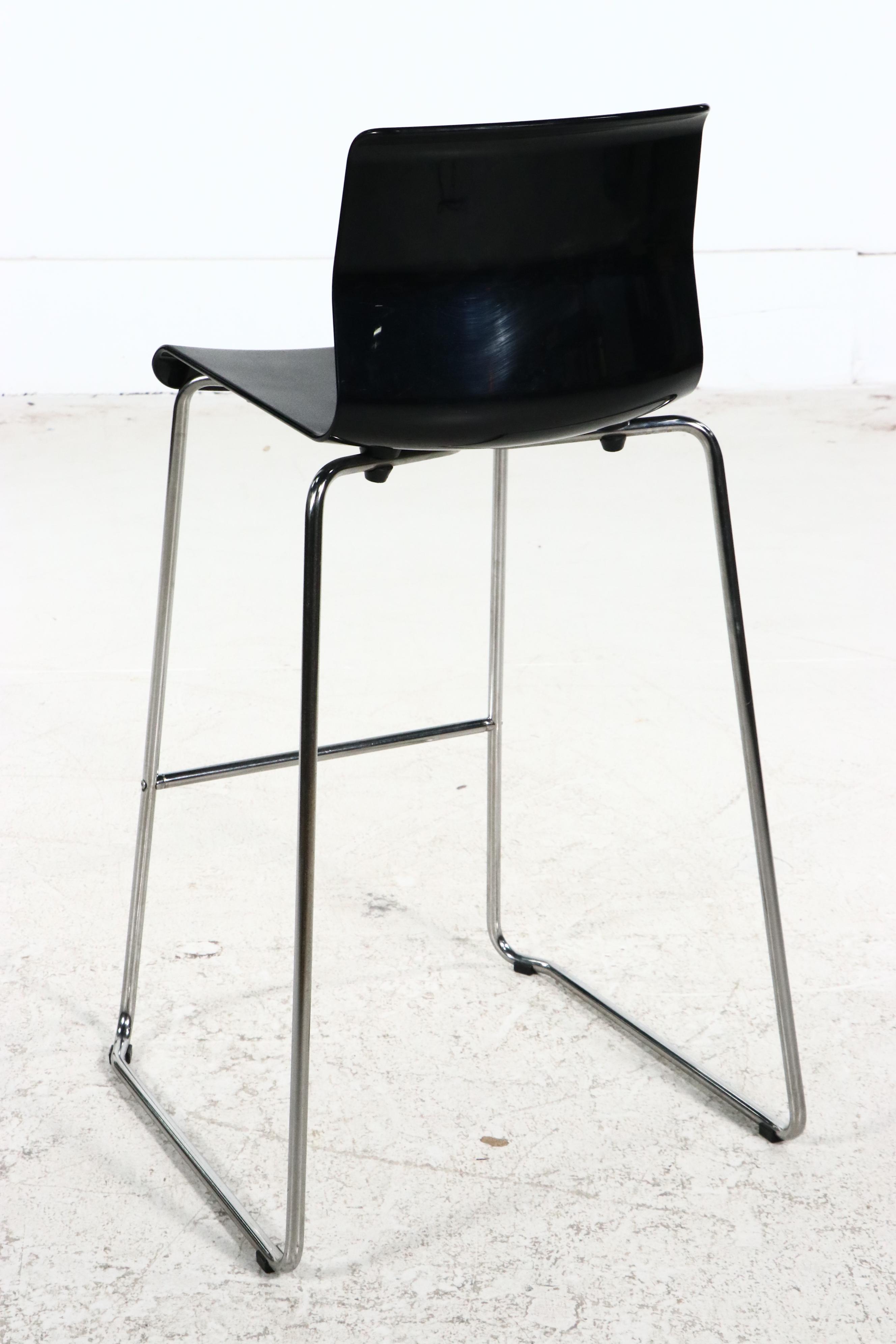 Set of Four IKEA Danish Modern Style Molded Plastic and Metal "Glenn" Barstools