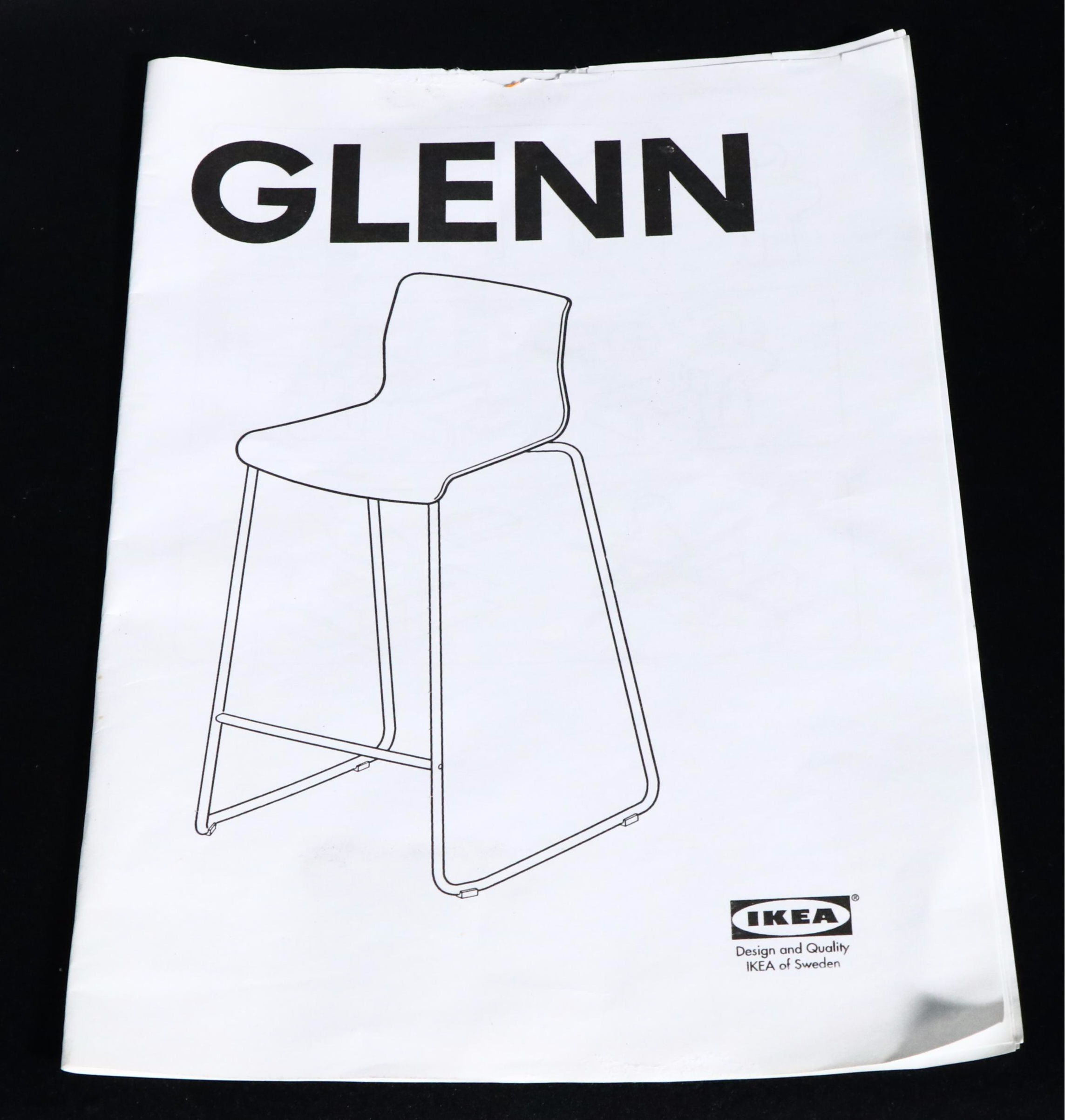 Set of Four IKEA Danish Modern Style Molded Plastic and Metal "Glenn" Barstools