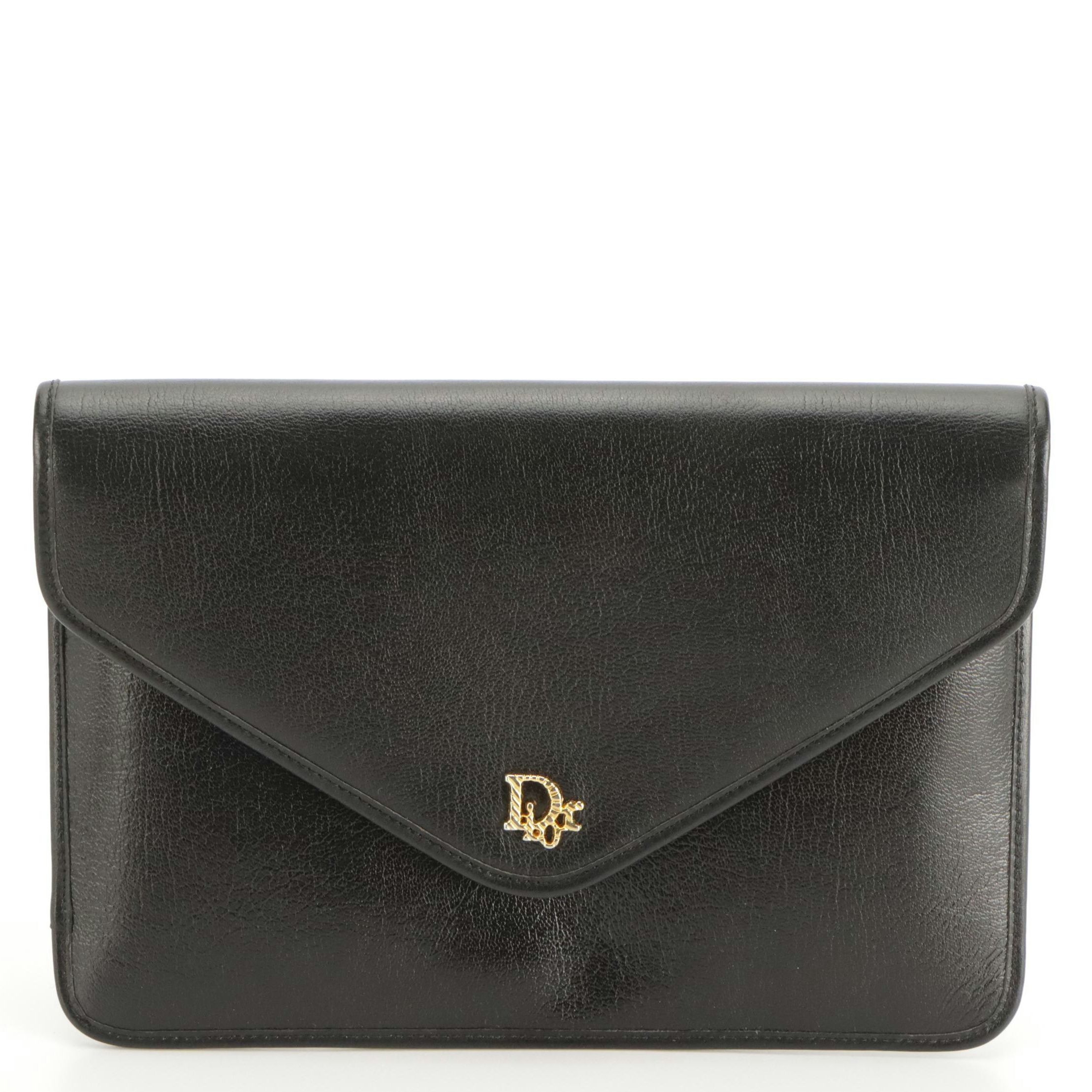 Christian Dior "Modèle Exclusif" Envelope Clutch in Leather with Box