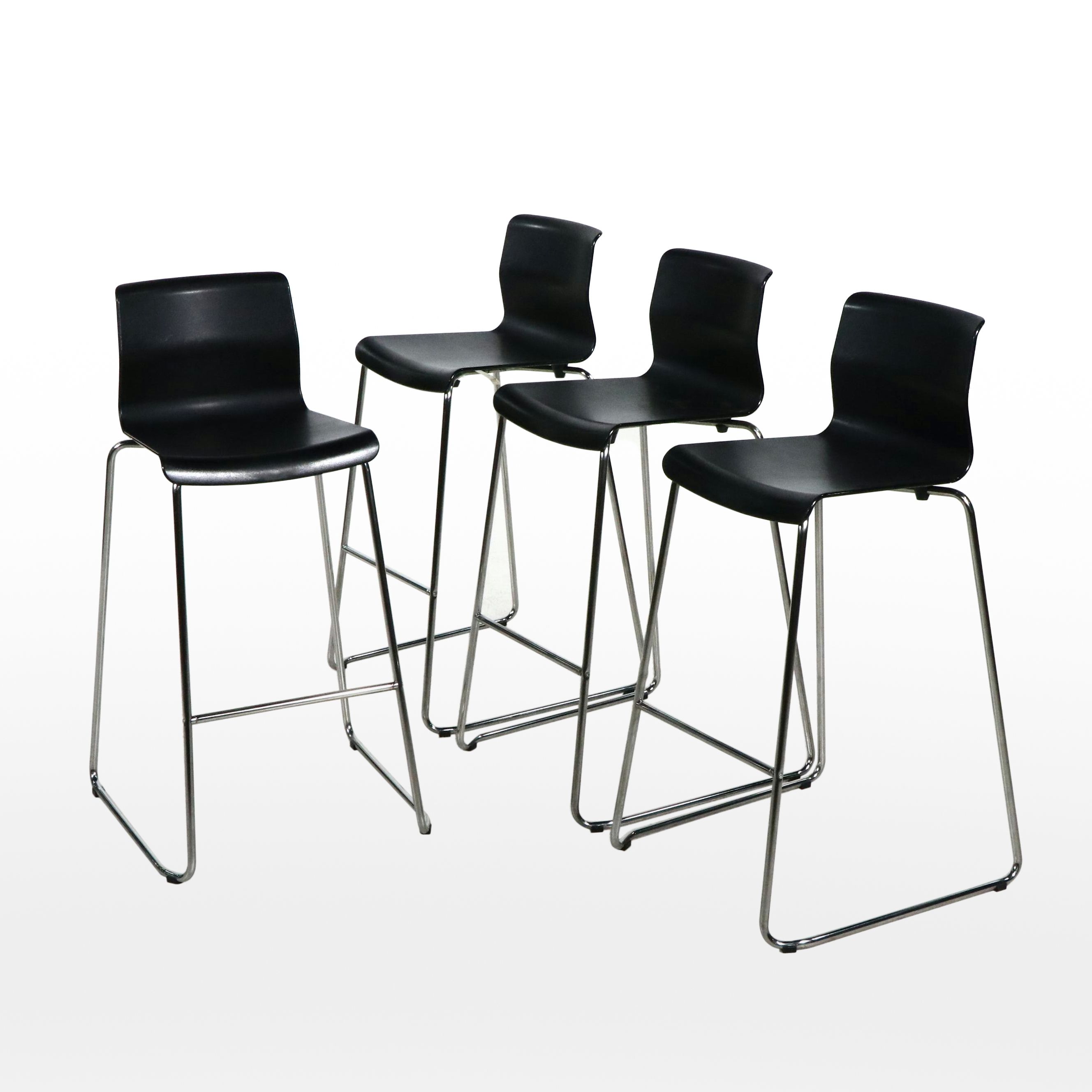 Set of Four IKEA Danish Modern Style Molded Plastic and Metal "Glenn" Barstools
