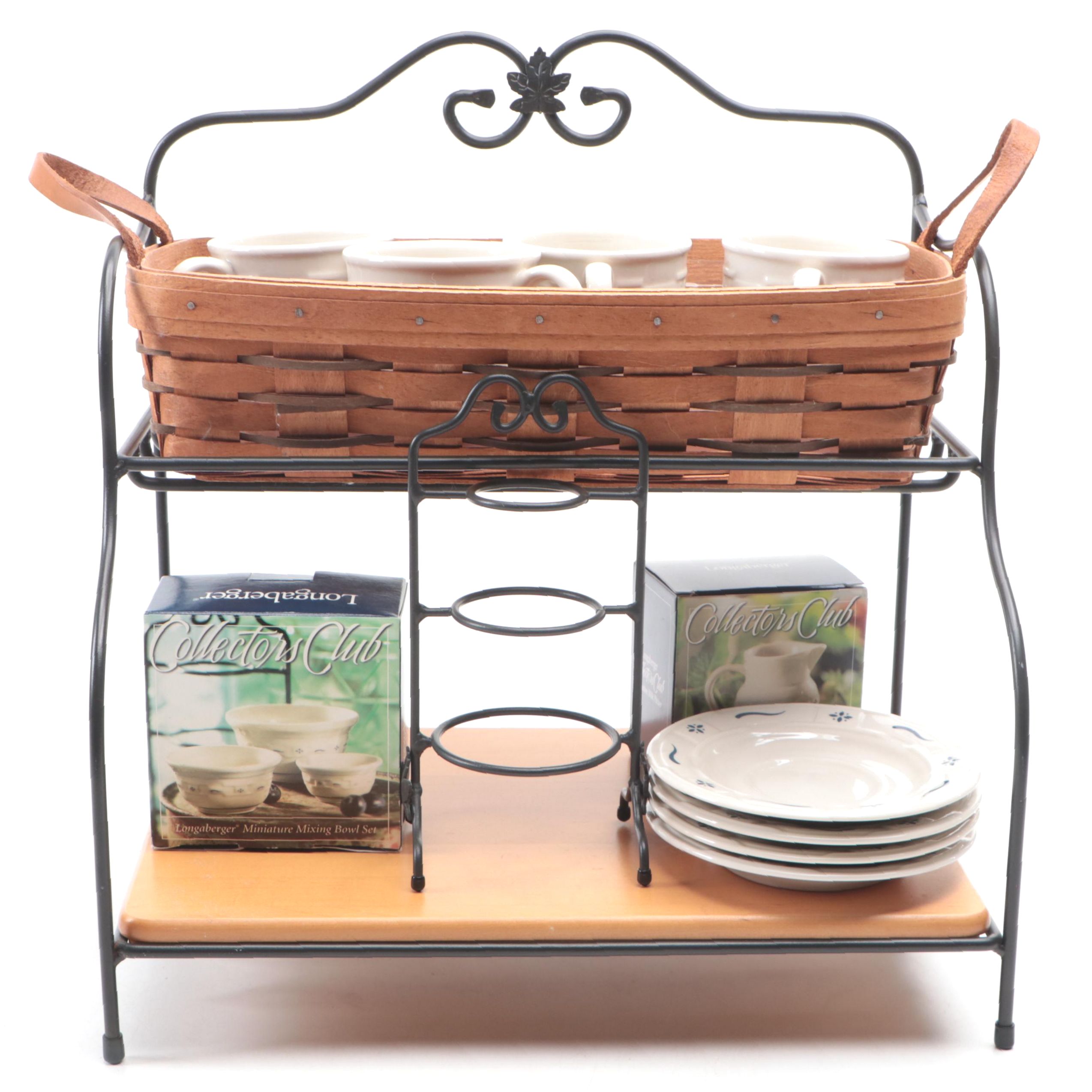 Longaberger "Woven Traditions" Ceramic Saucers with Baskets, Organizer, and More