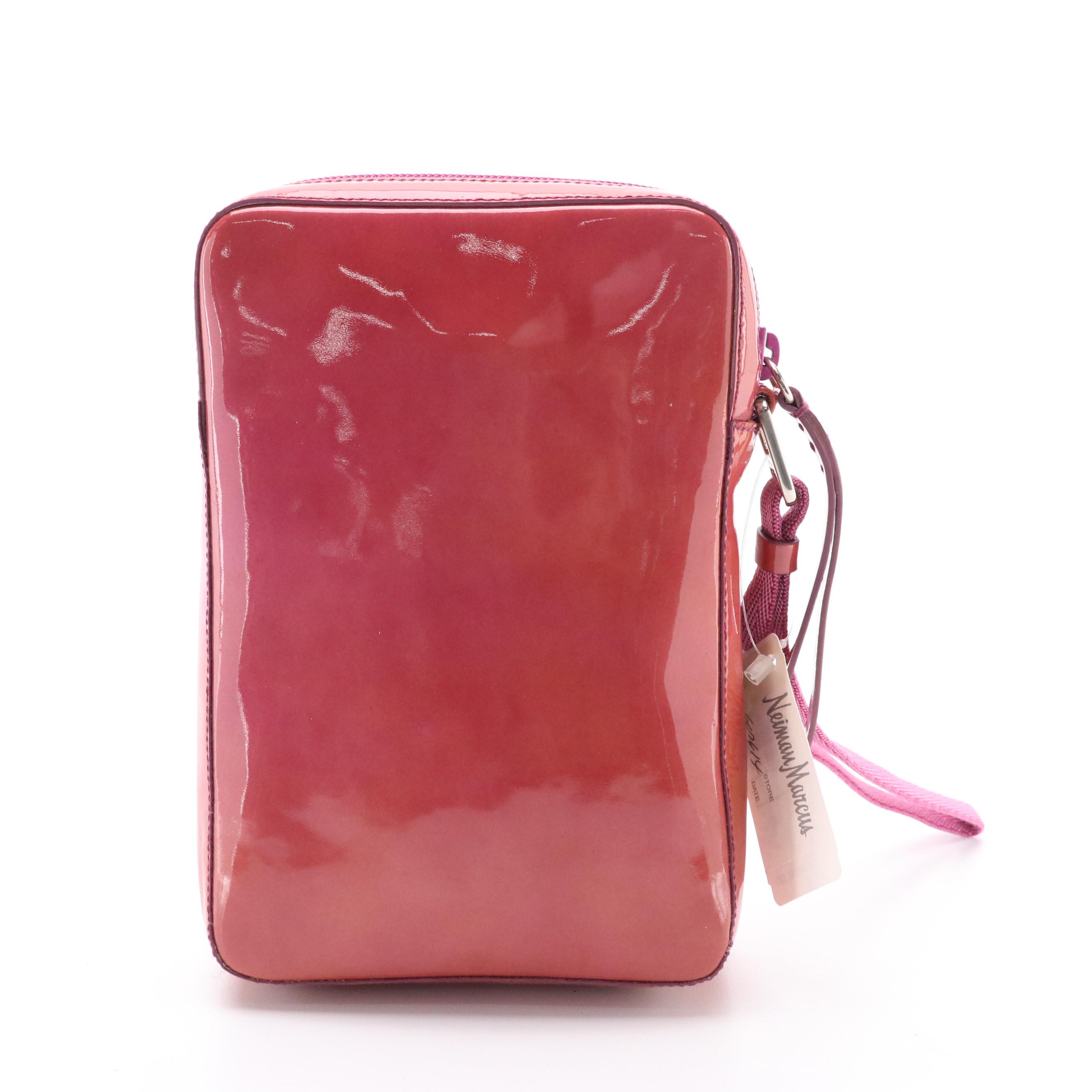 Prada Pink Patent Leather Vernice Pockets Wristlet Clutch, New with Tag