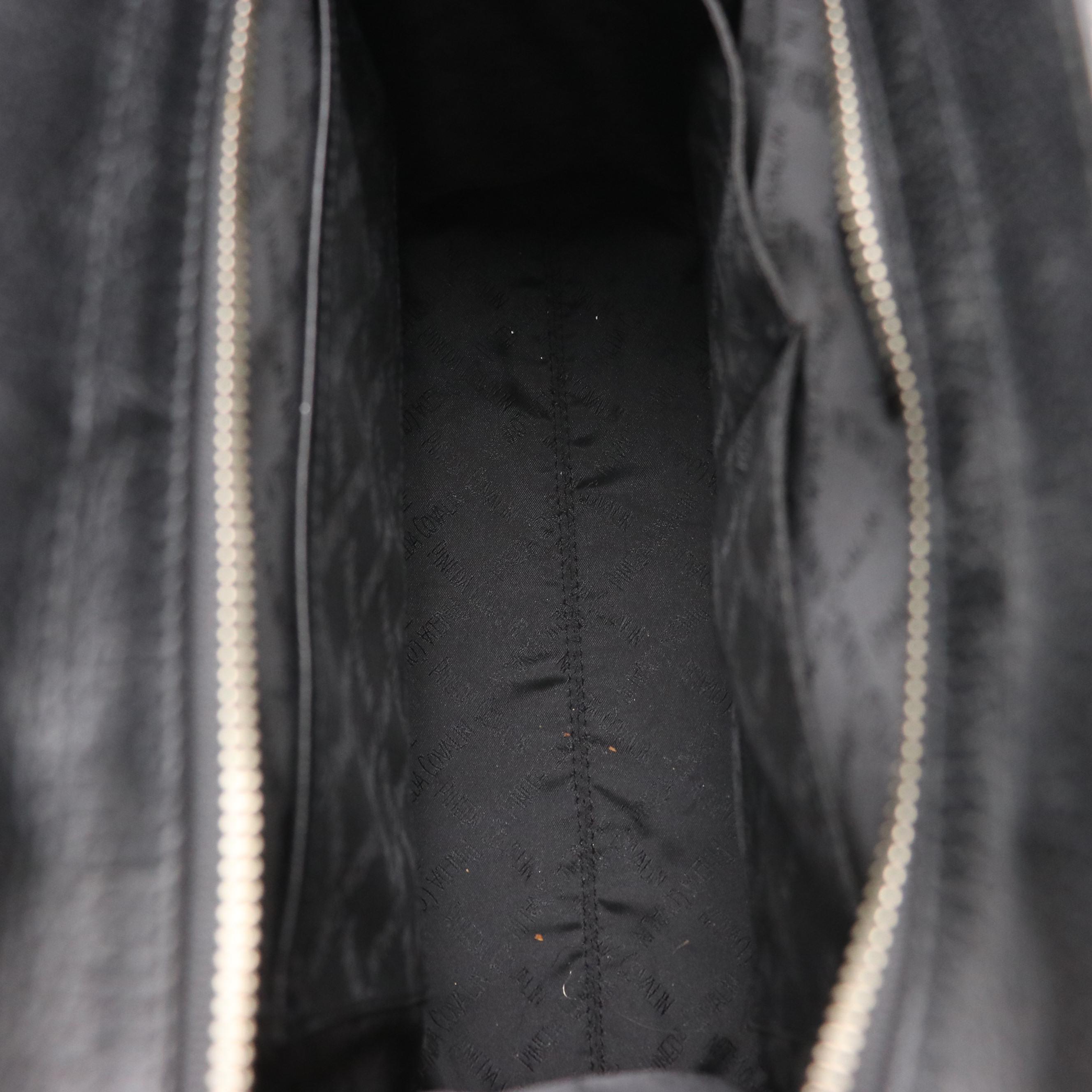 Pineda Covalin Yaab Shoulder Bag in Black Leather and Patterned Canvas