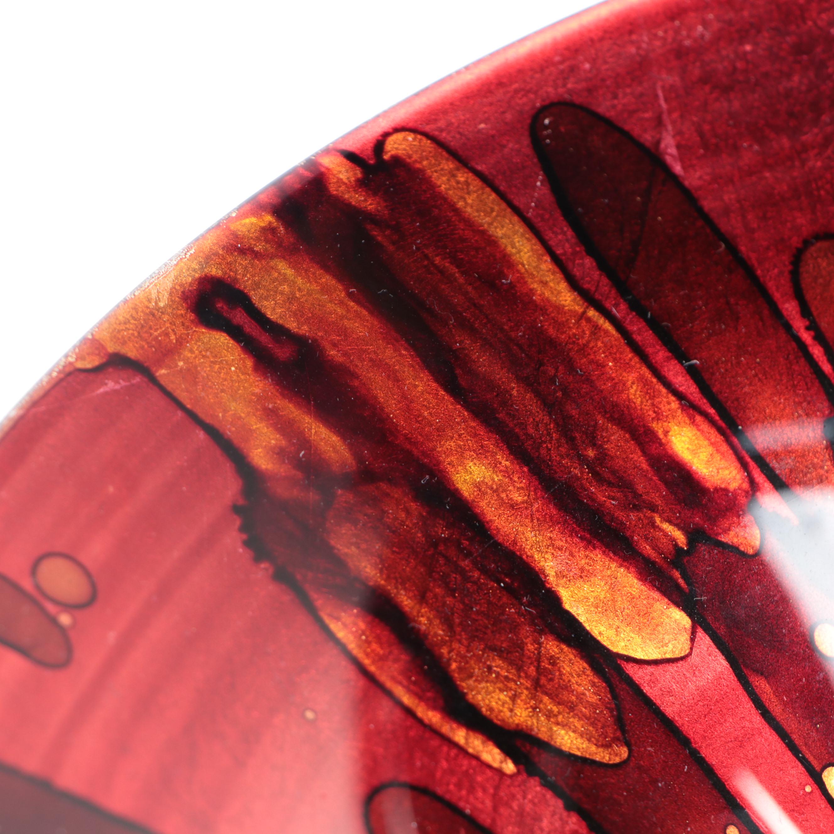 Pier 1 Red Art Glass Centerpiece Bowl