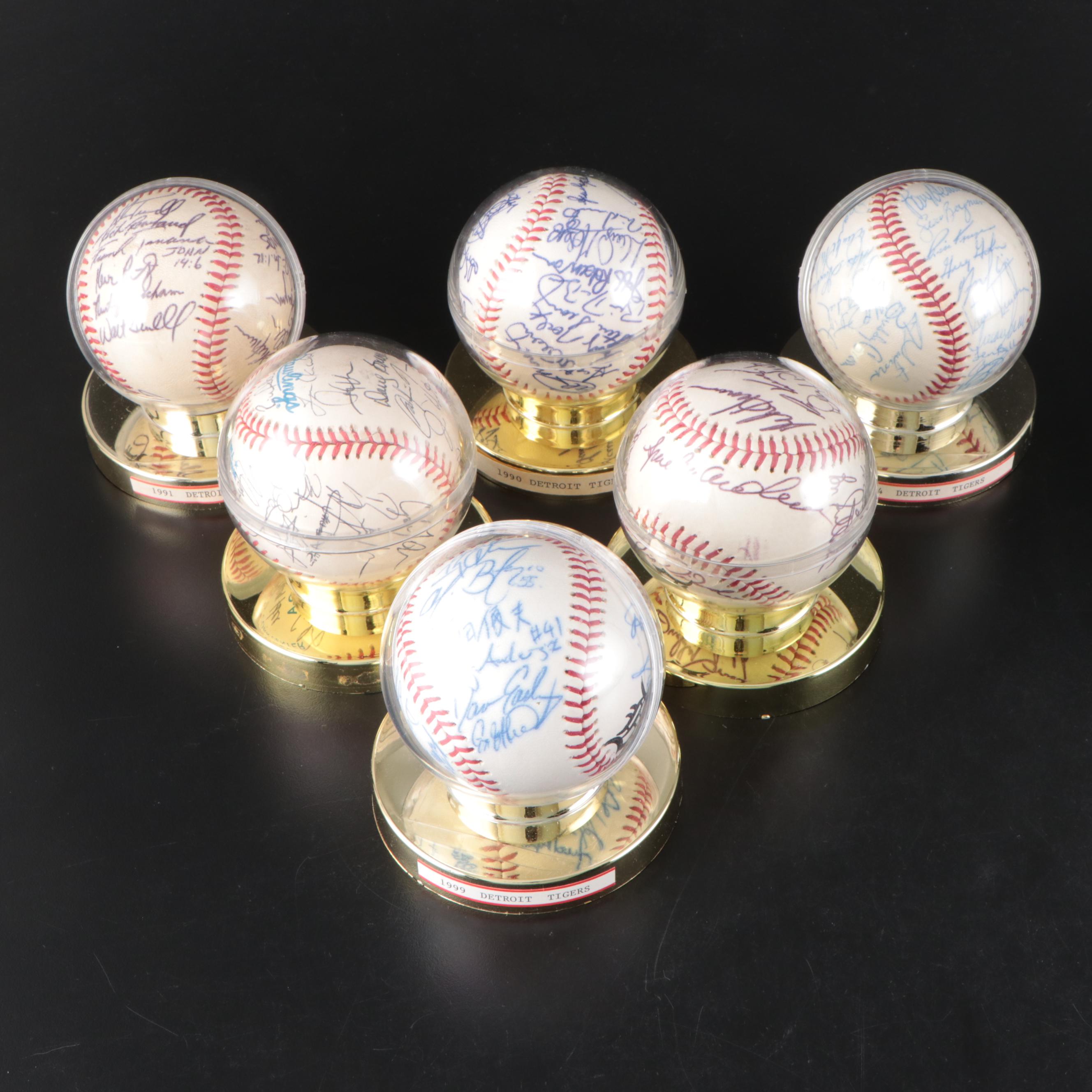 Detroit Tigers Team Signed Baseballs with Al Kaline, Buddy Bell, and More