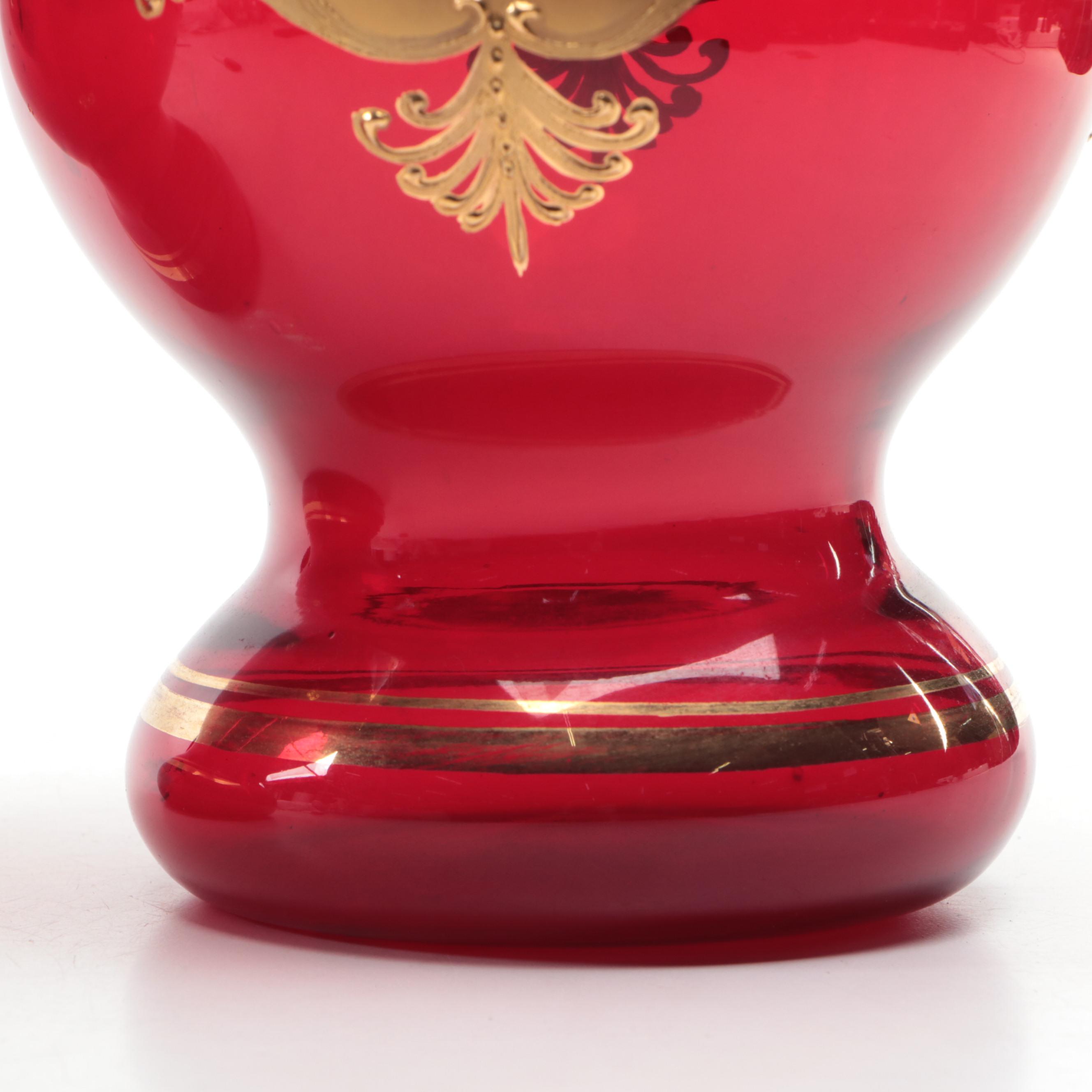Simone Cenedese Gilt Ruby Murano Glass Vases