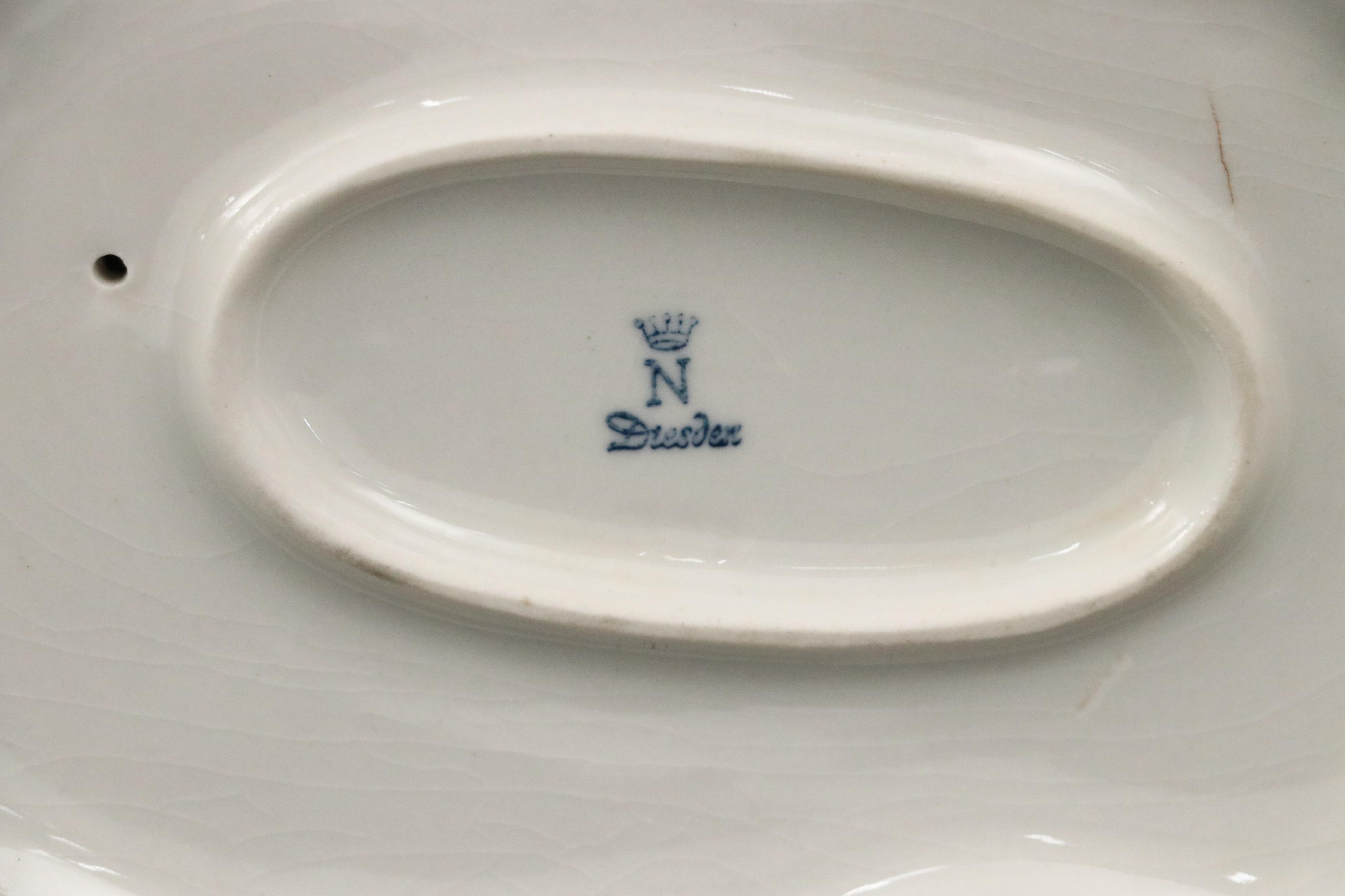 Sandizell Dresden Lace Porcelain Courtship Figurine, Mid-20th Century