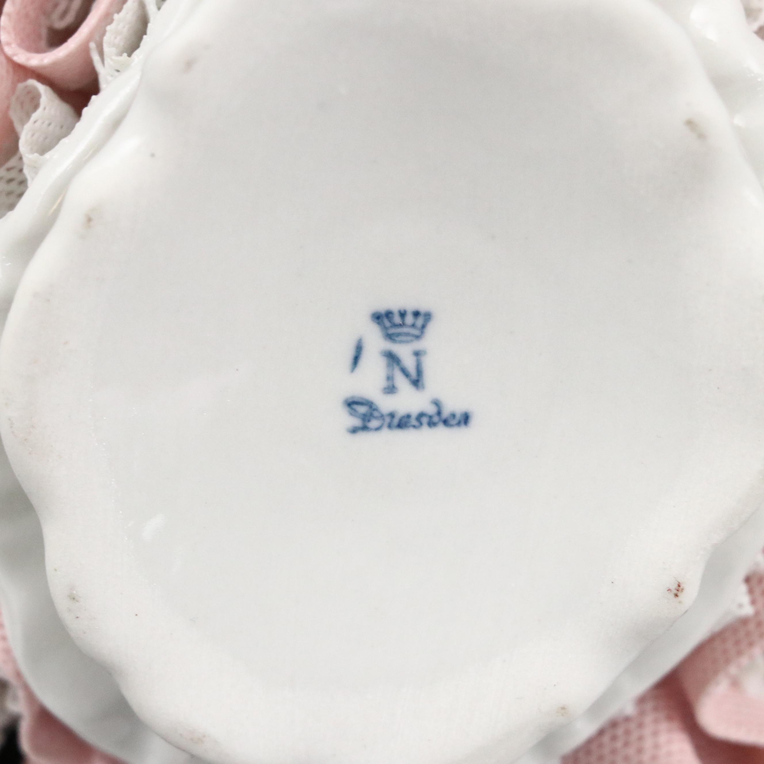 Sandizell Dresden Lace Ballerina Porcelain Figurines, Mid-20th Century