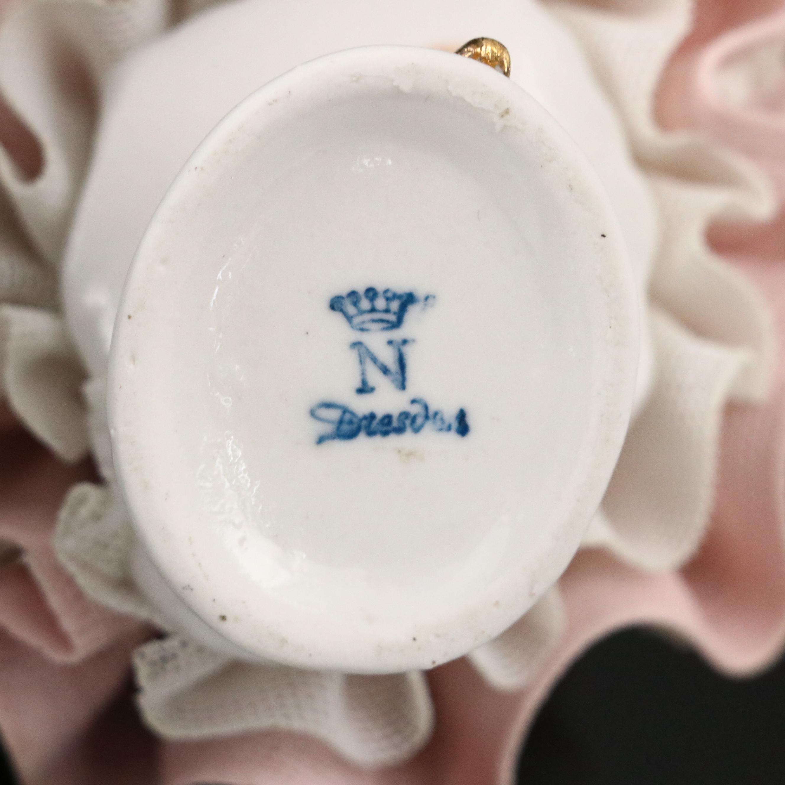 Sandizell Dresden Lace Ballerina Porcelain Figurines, Mid-20th Century