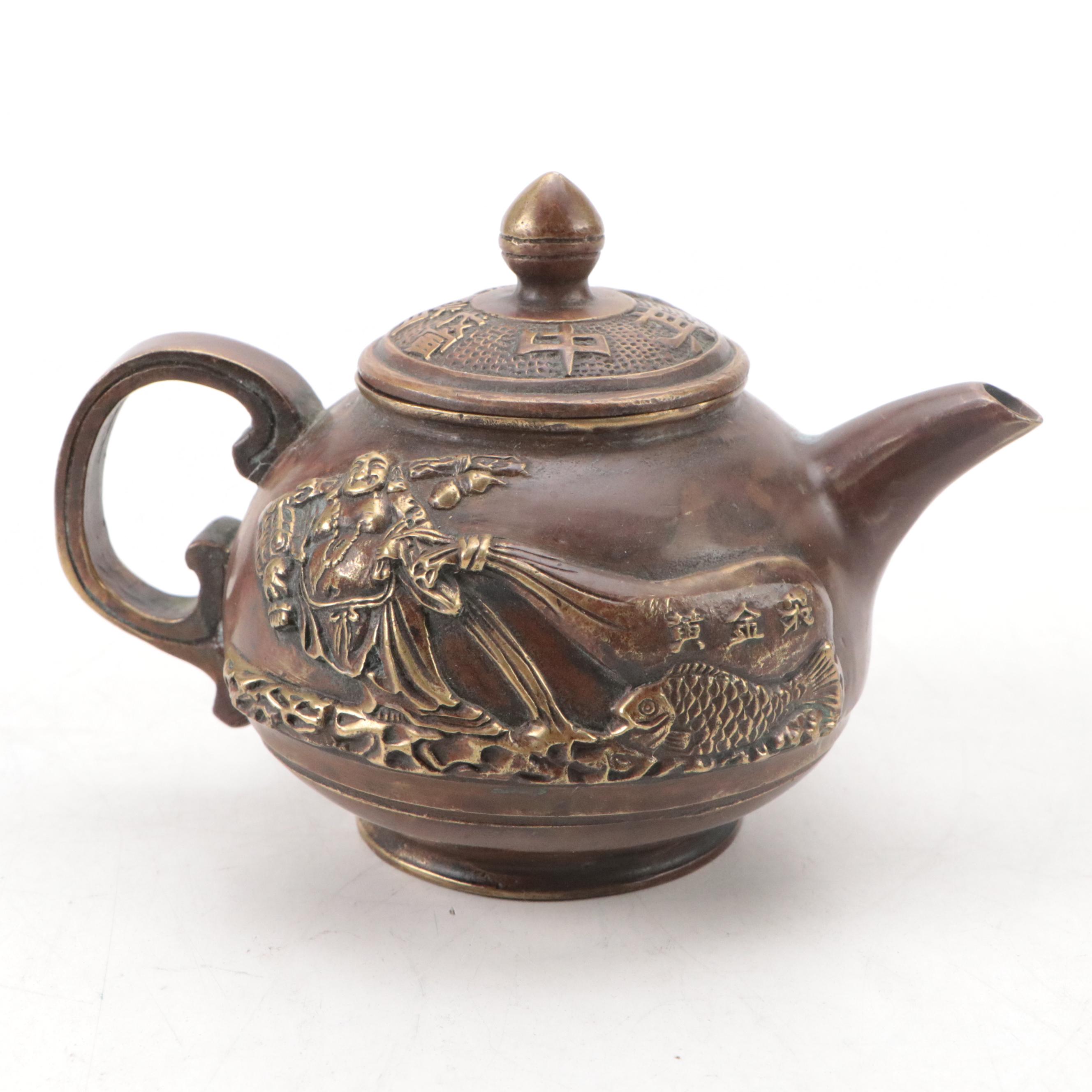 Chinese Shiwan Ware Figurines with Ceramic Teapot