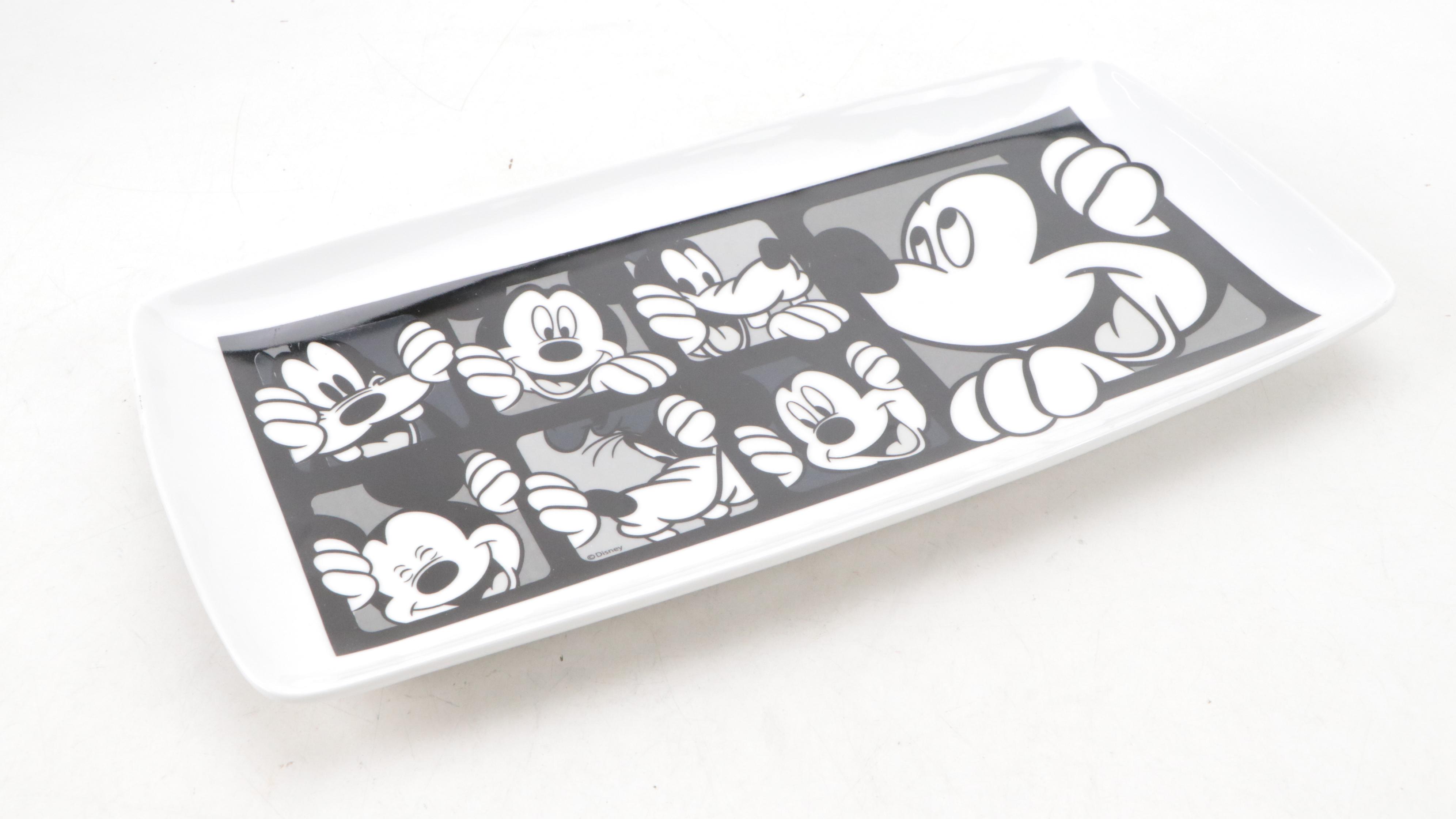 Mickey Mouse and Goofy Platter with Plates, Plaque and "LIFE" Magazine