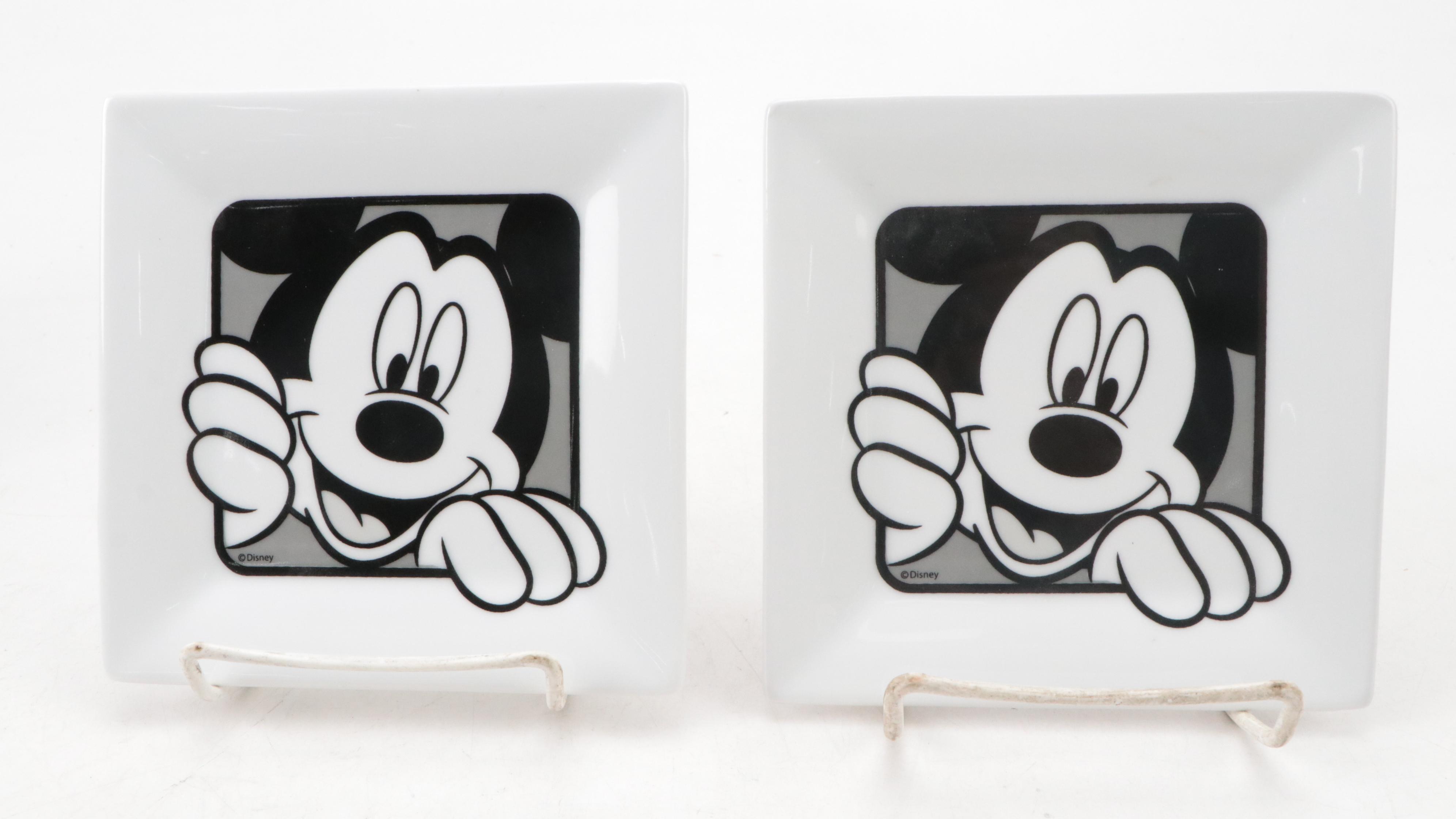 Mickey Mouse and Goofy Platter with Plates, Plaque and "LIFE" Magazine