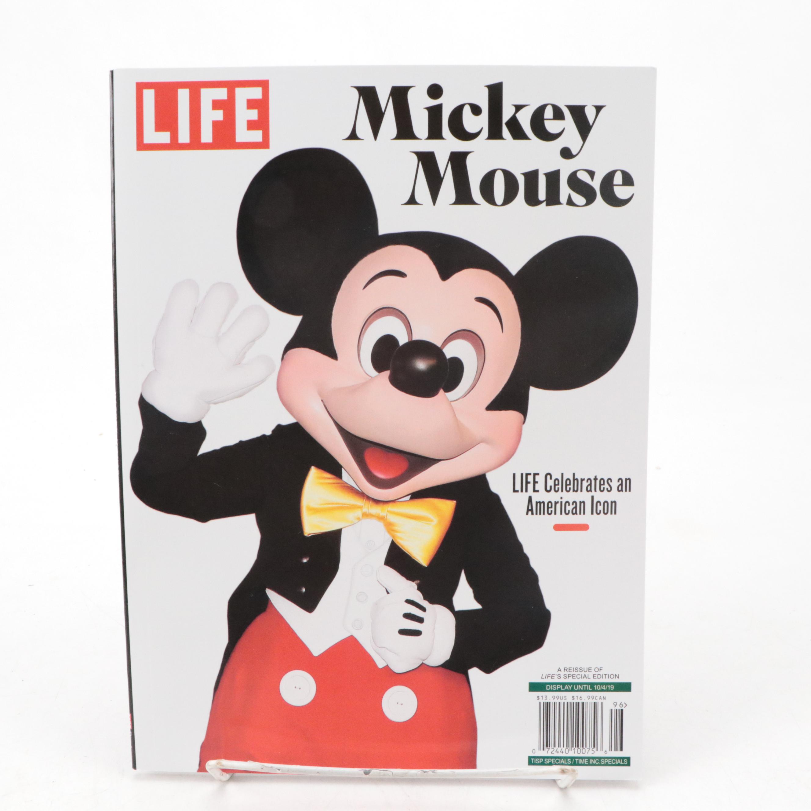 Mickey Mouse and Goofy Platter with Plates, Plaque and "LIFE" Magazine