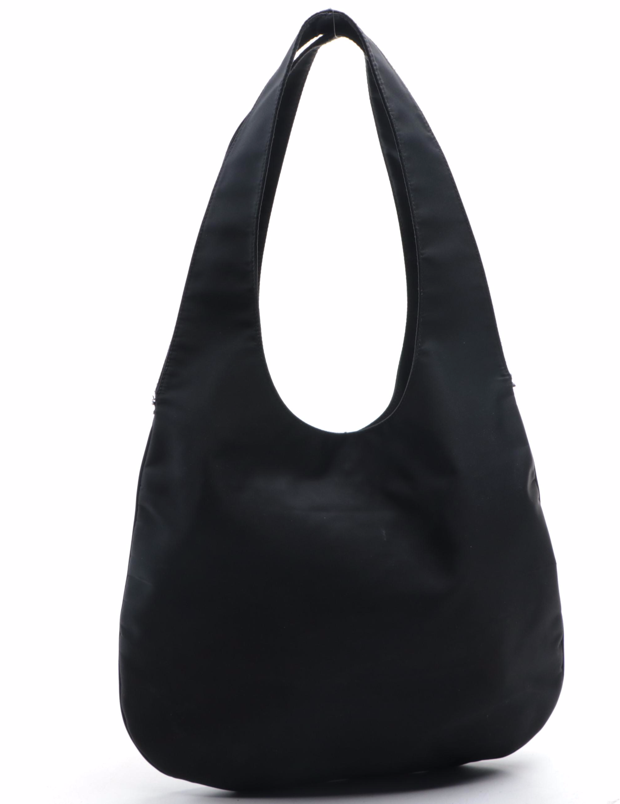 Fendi FF Logo Hobo Bag in Black Nylon