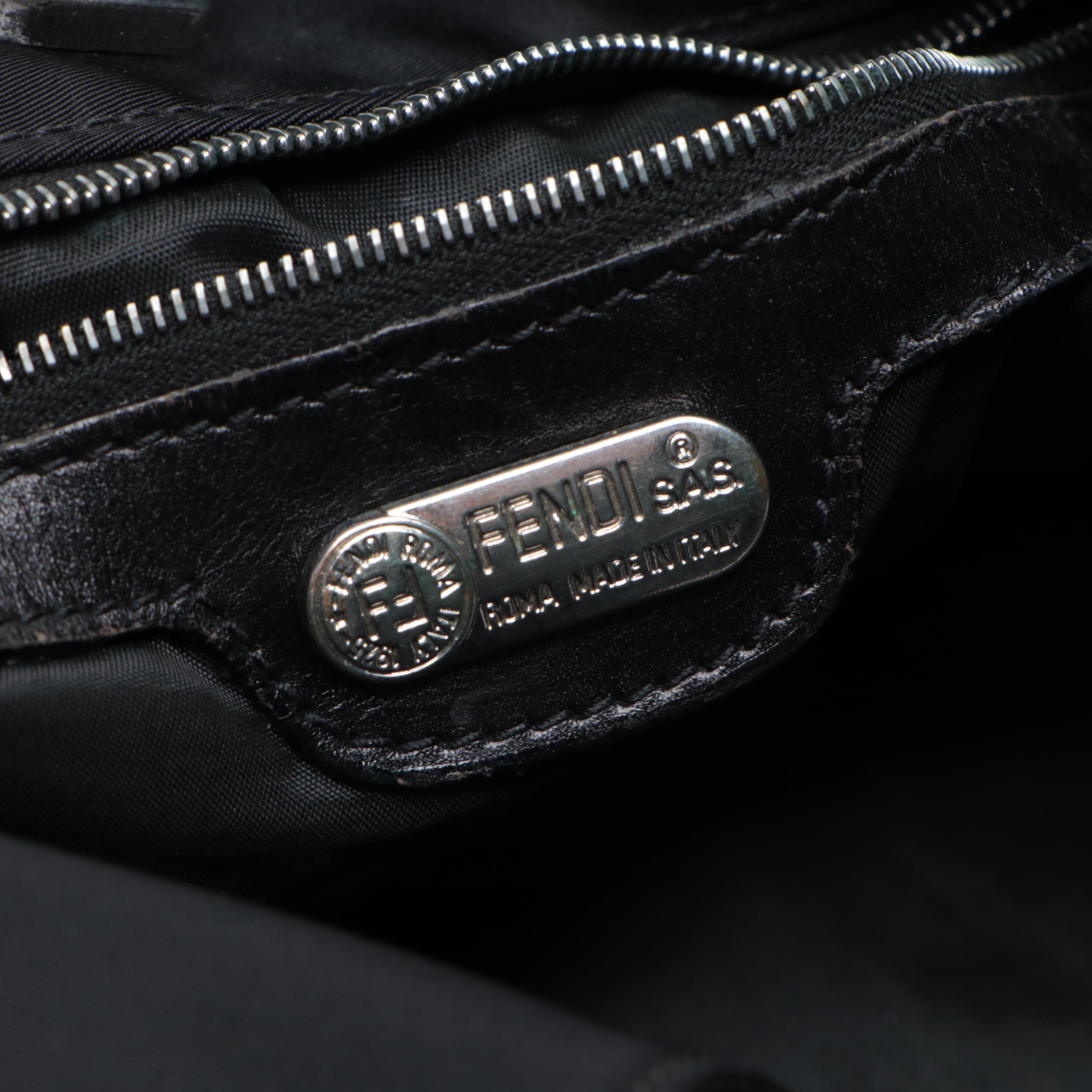 Fendi FF Logo Hobo Bag in Black Nylon