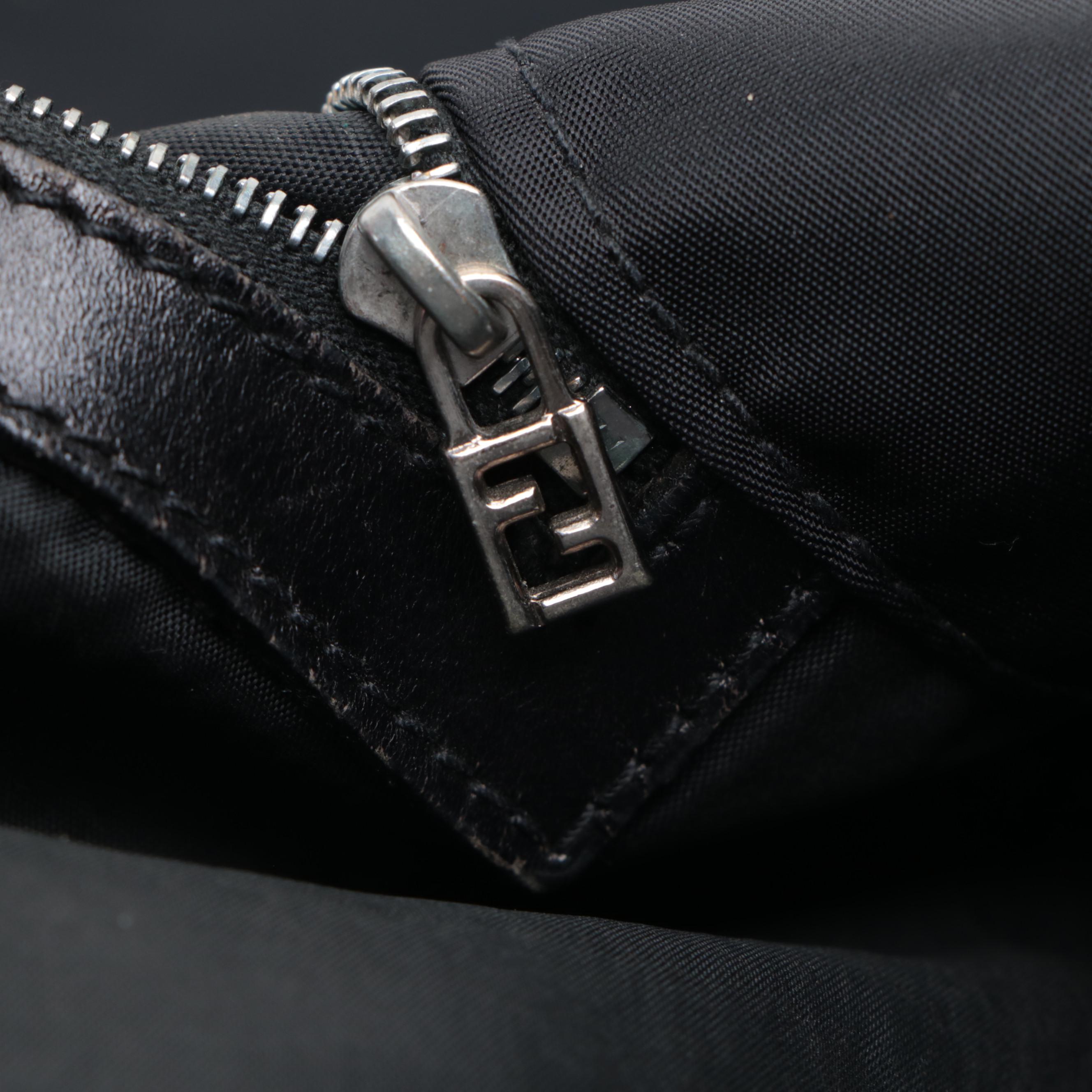 Fendi FF Logo Hobo Bag in Black Nylon