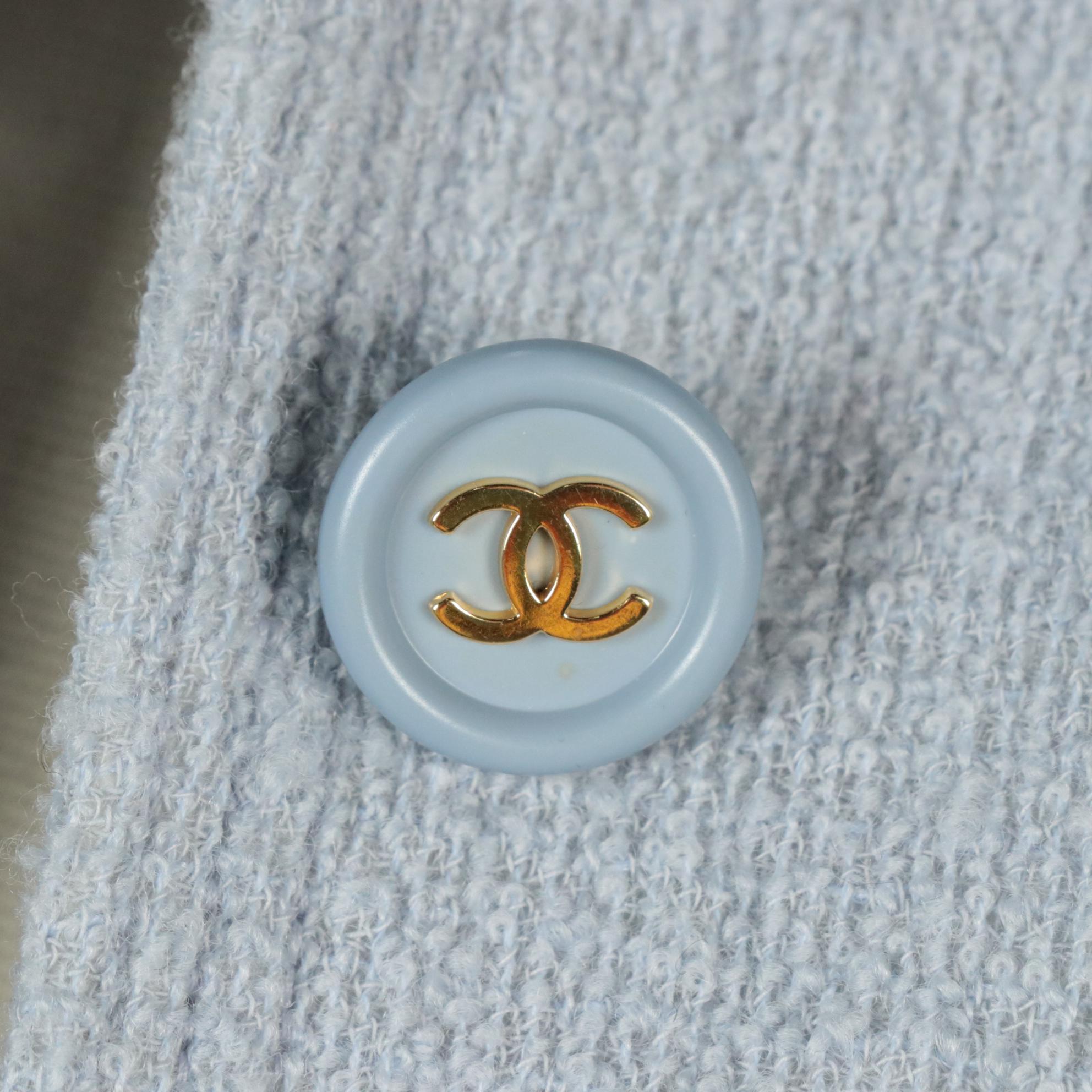 Chanel Boutique for Bergdorf Goodman Pale Blue Textured Wool Blend Jacket