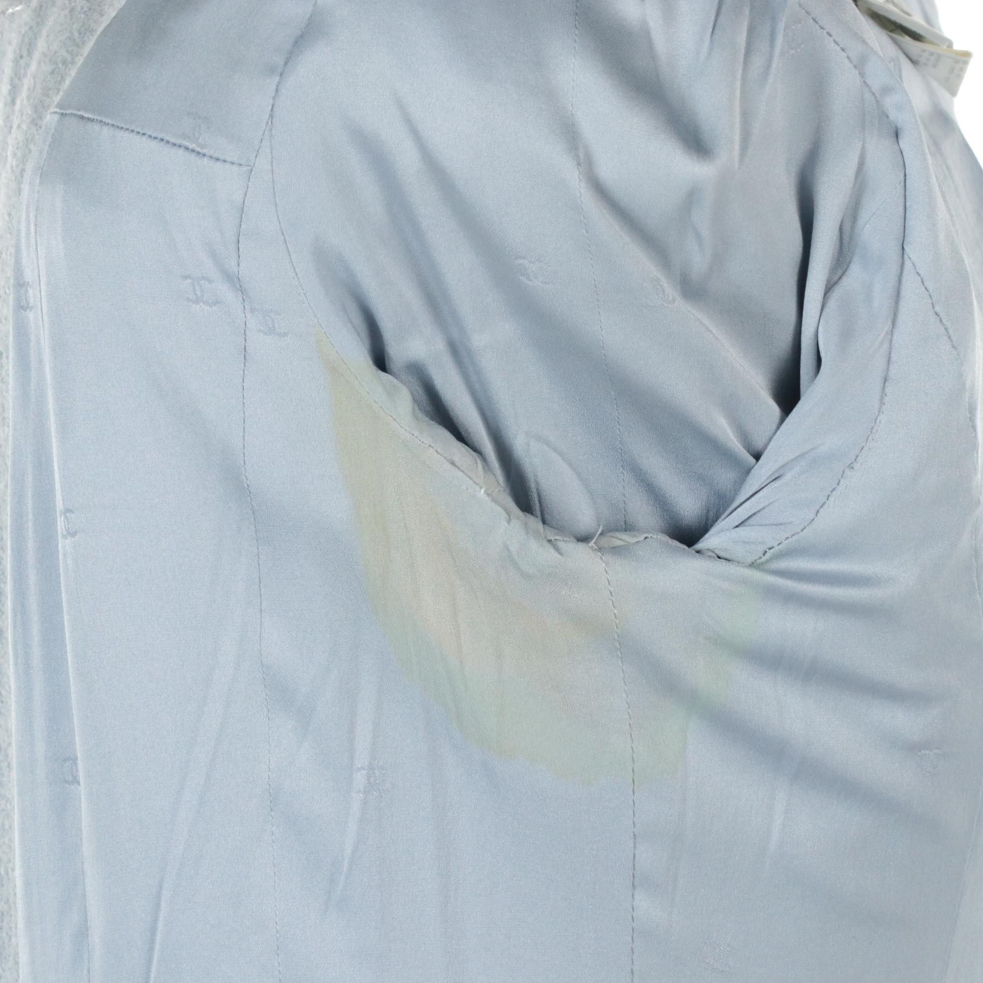 Chanel Boutique for Bergdorf Goodman Pale Blue Textured Wool Blend Jacket