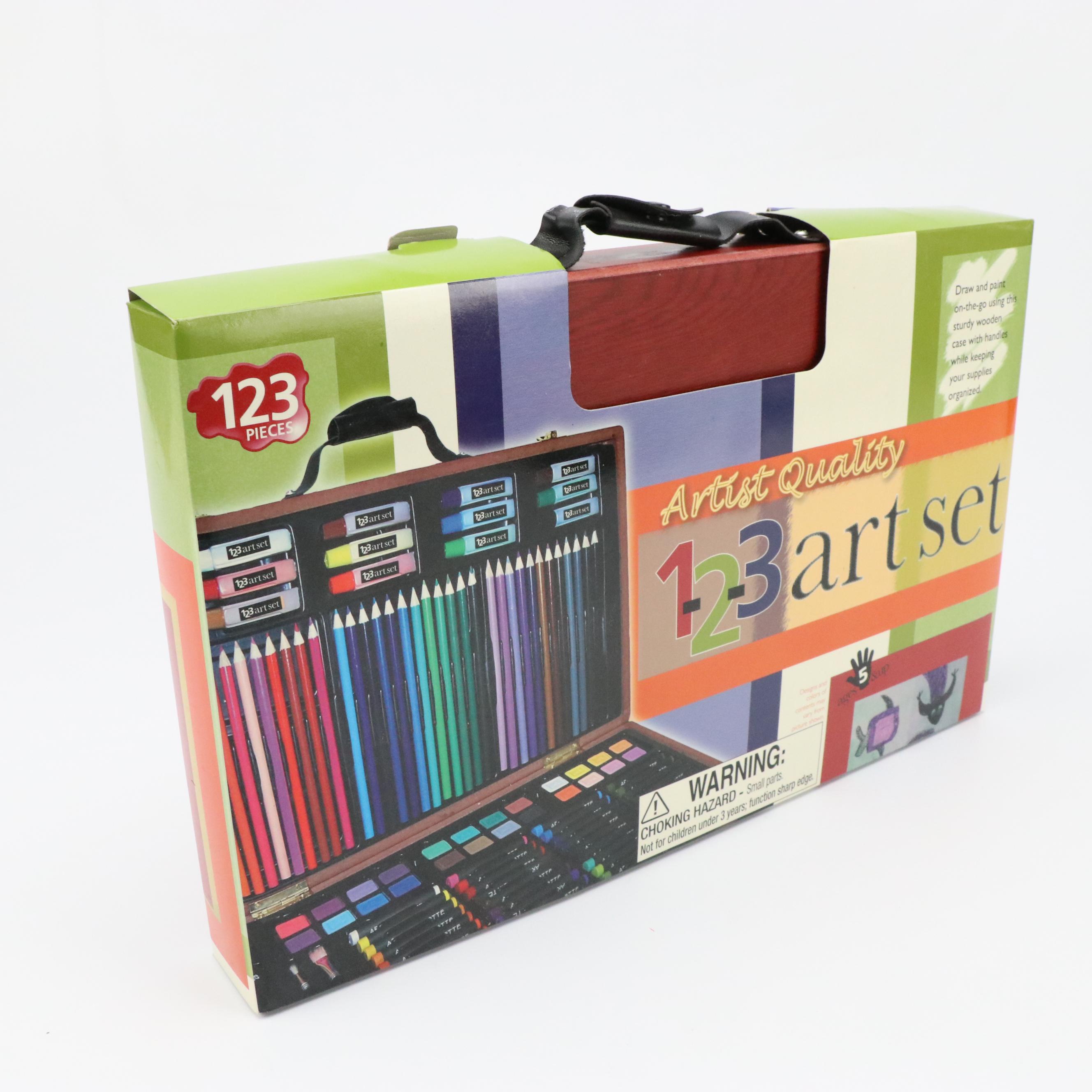 123 Piece Colored Pencil, Crayon and Pastels Art Kit with Crafting Scissors