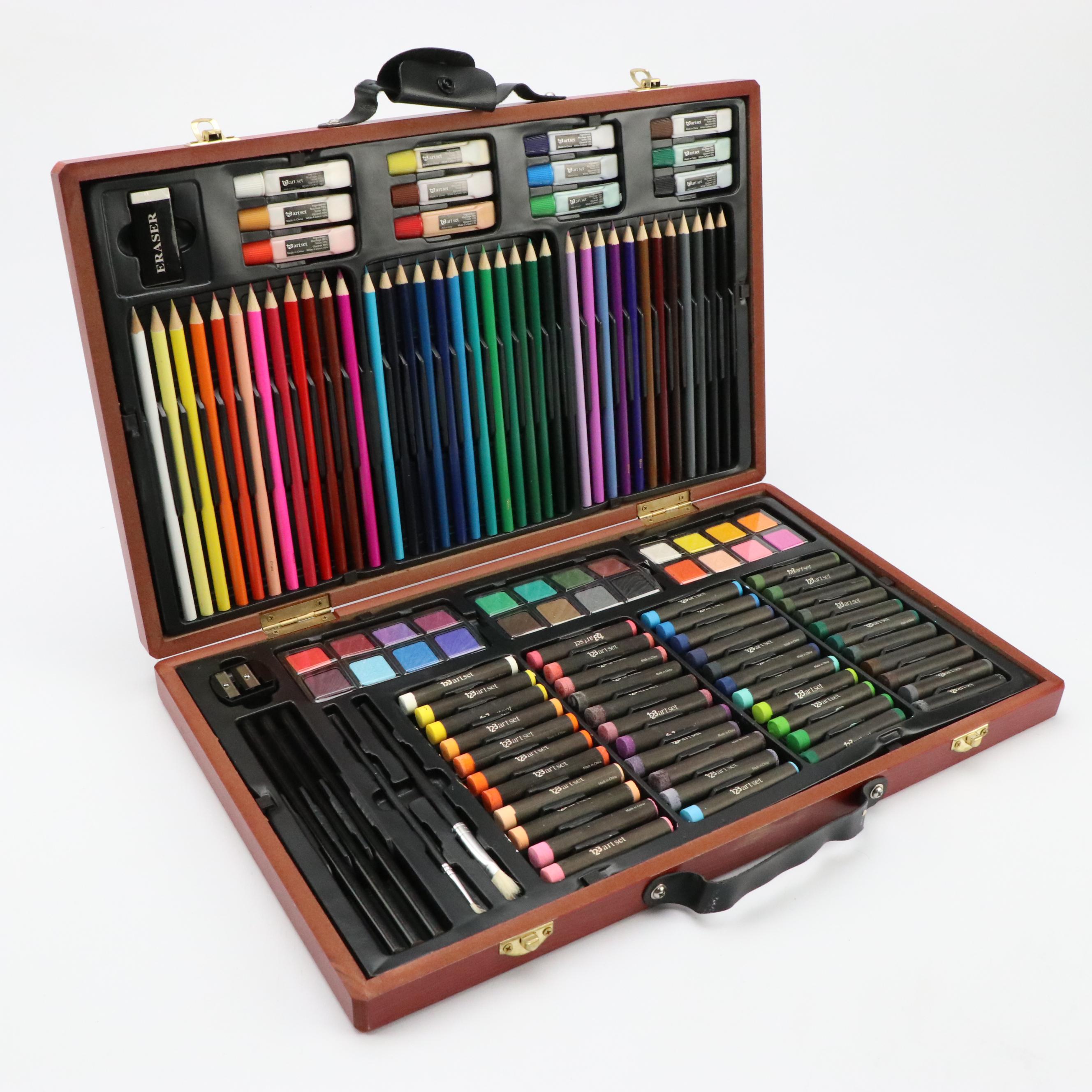123 Piece Colored Pencil, Crayon and Pastels Art Kit with Crafting Scissors