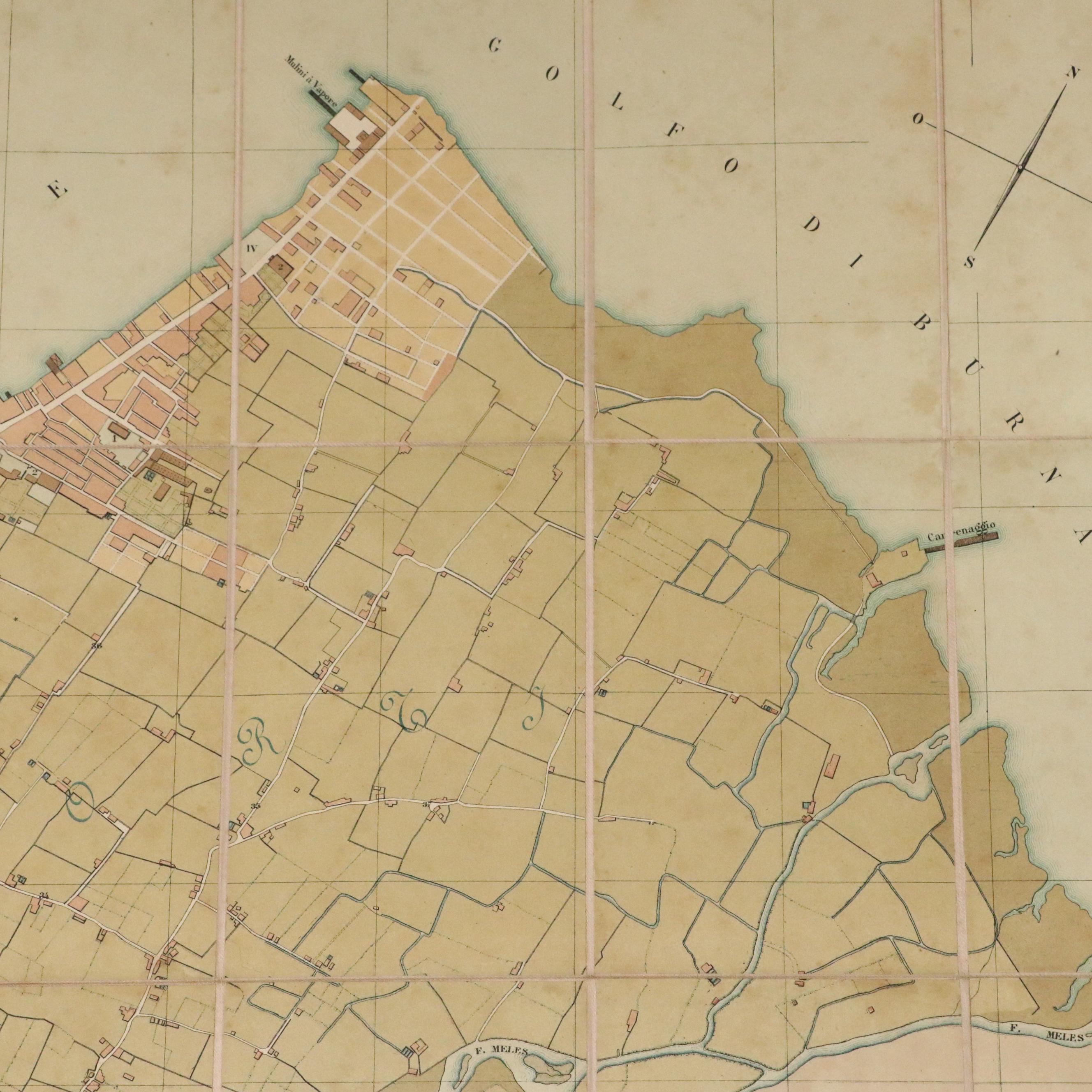 Italian Lithograph Map "Pianta Della Citta di Smirne" by Storari, c. 1854–56