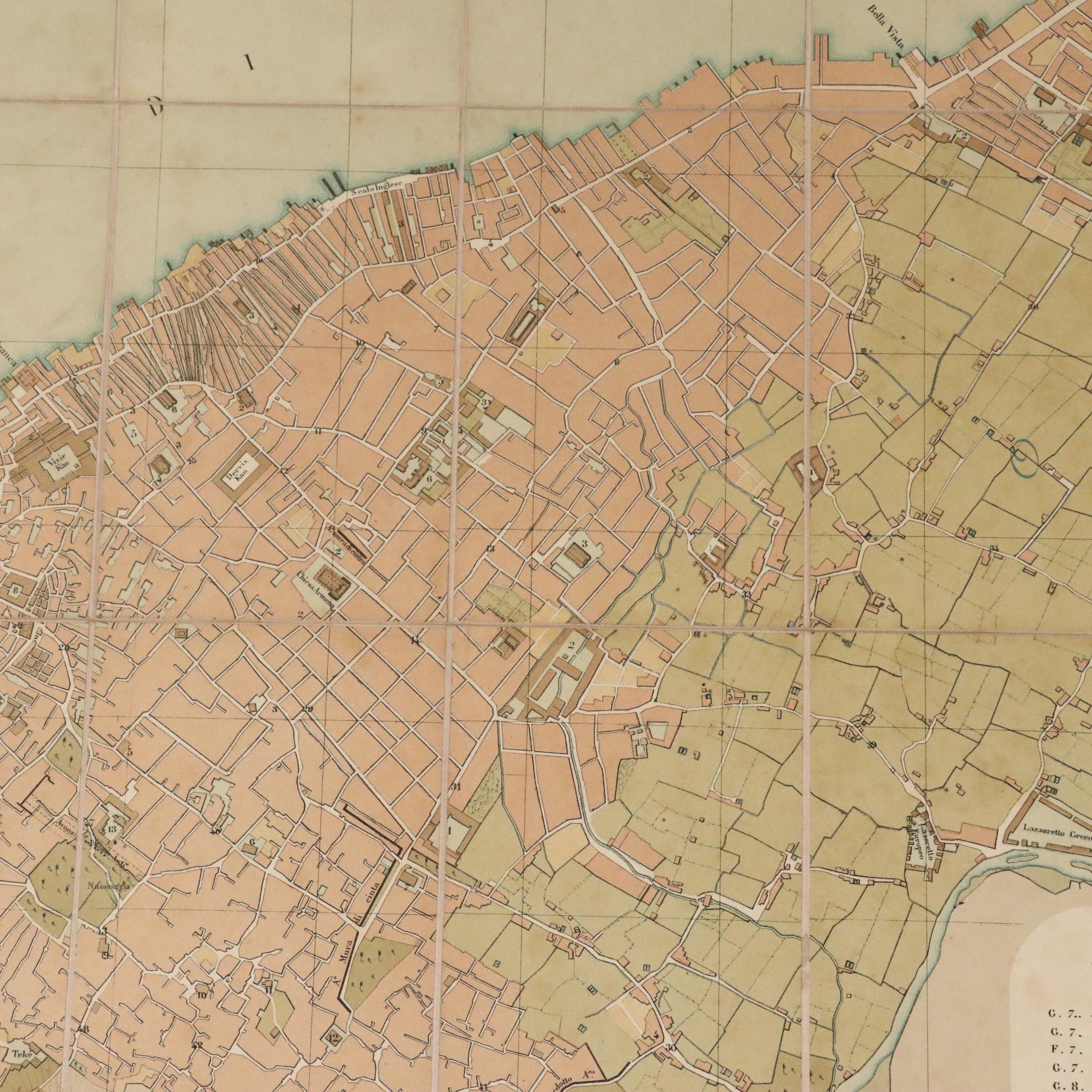 Italian Lithograph Map "Pianta Della Citta di Smirne" by Storari, c. 1854–56
