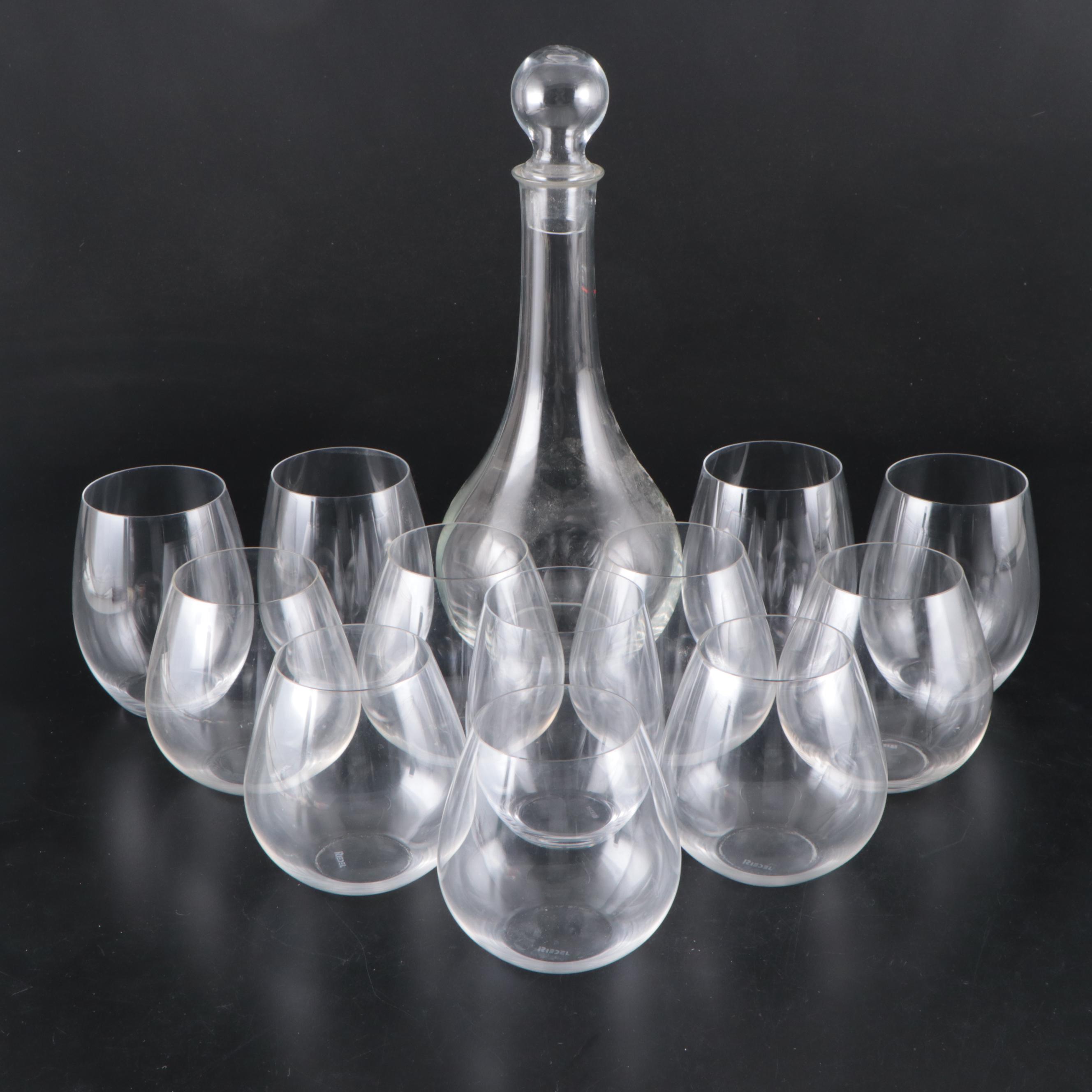 Riedel Stemless Wine Glasses and Tumblers with Decanter