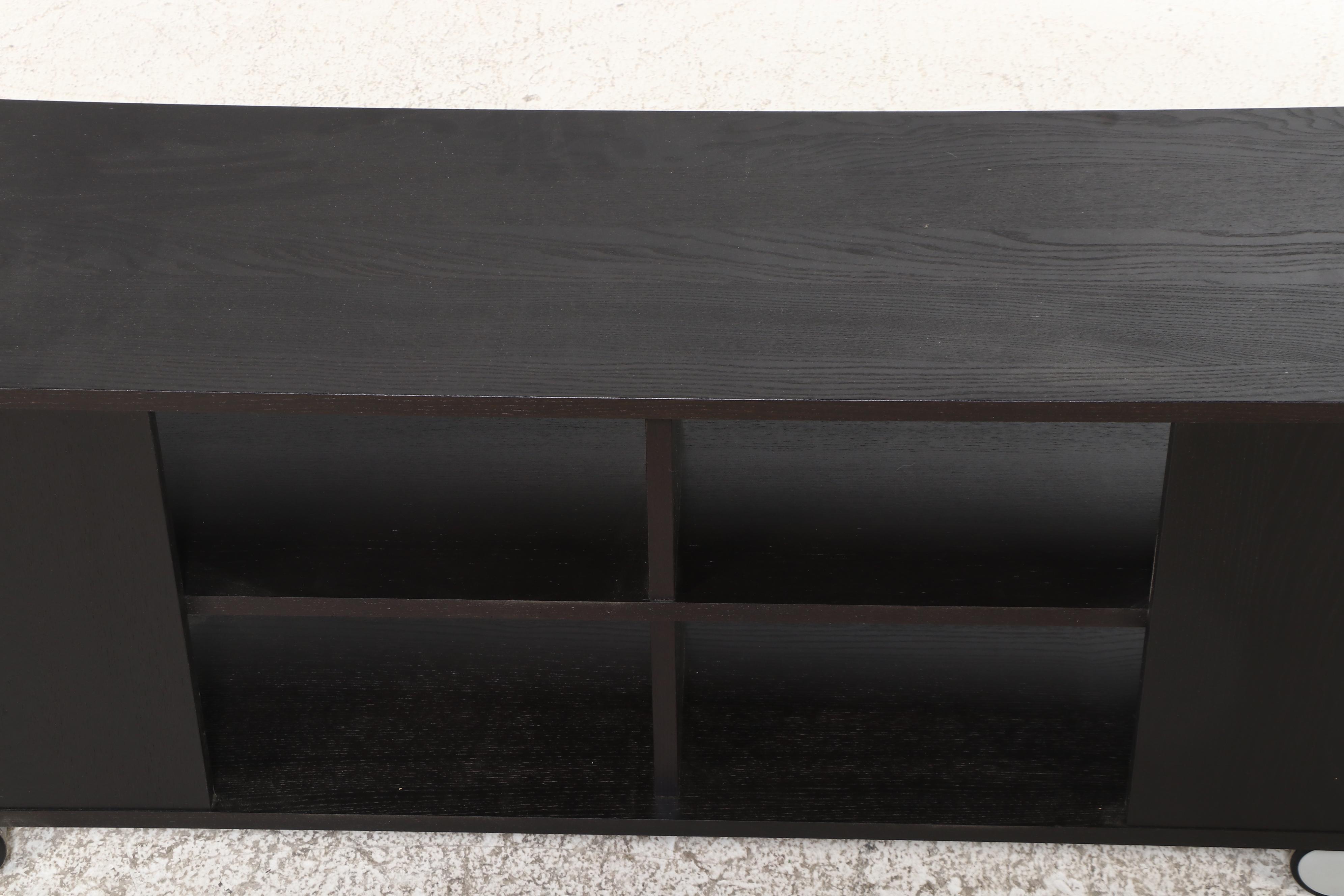 IKEA "Benno" Ash-Veneered Rolling TV Stand in Black-Brown Finish