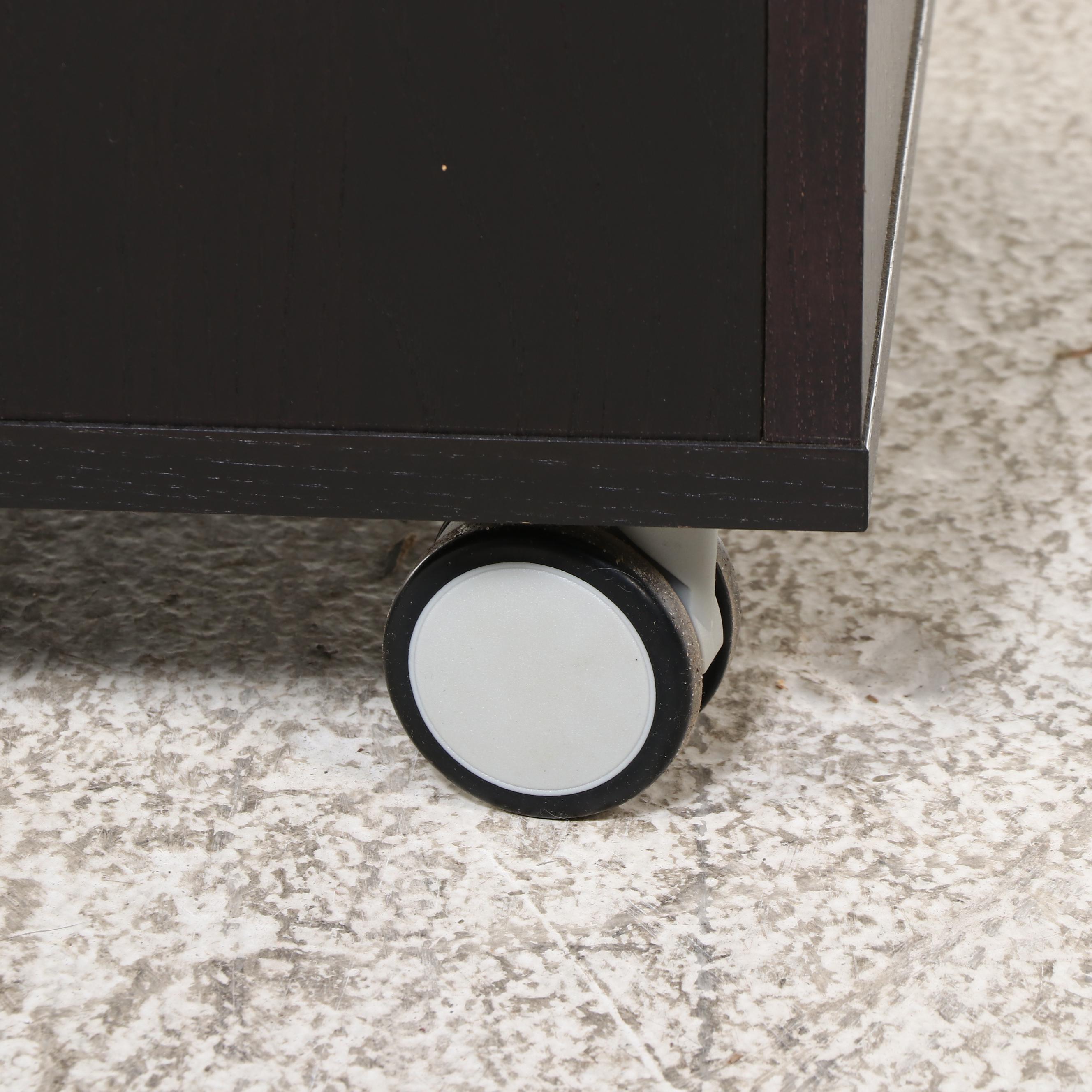 IKEA "Benno" Ash-Veneered Rolling TV Stand in Black-Brown Finish