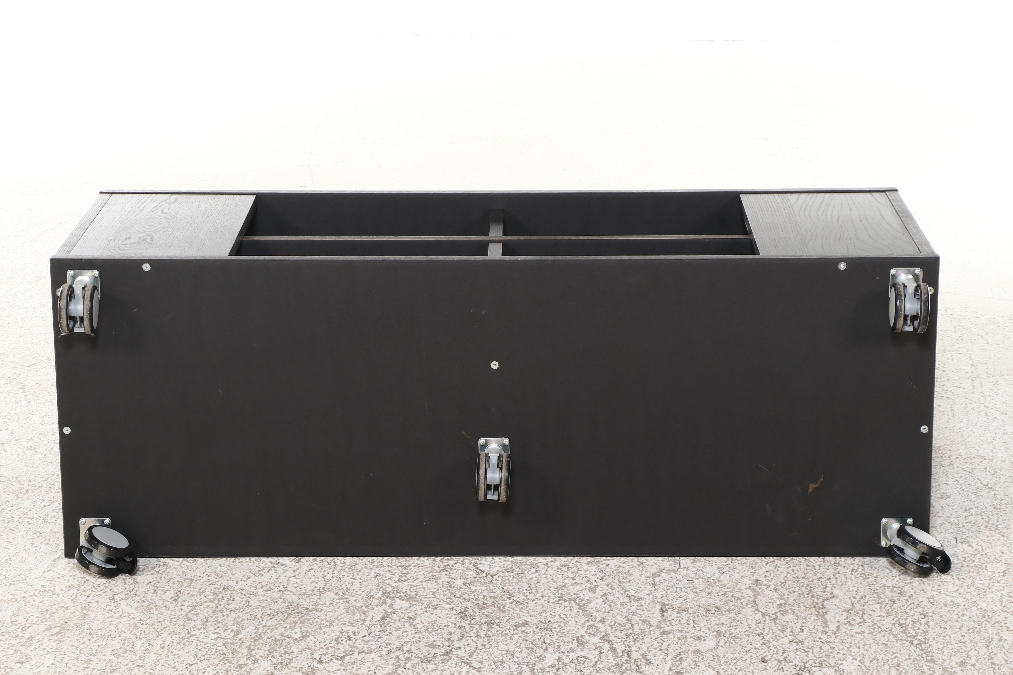 IKEA "Benno" Ash-Veneered Rolling TV Stand in Black-Brown Finish