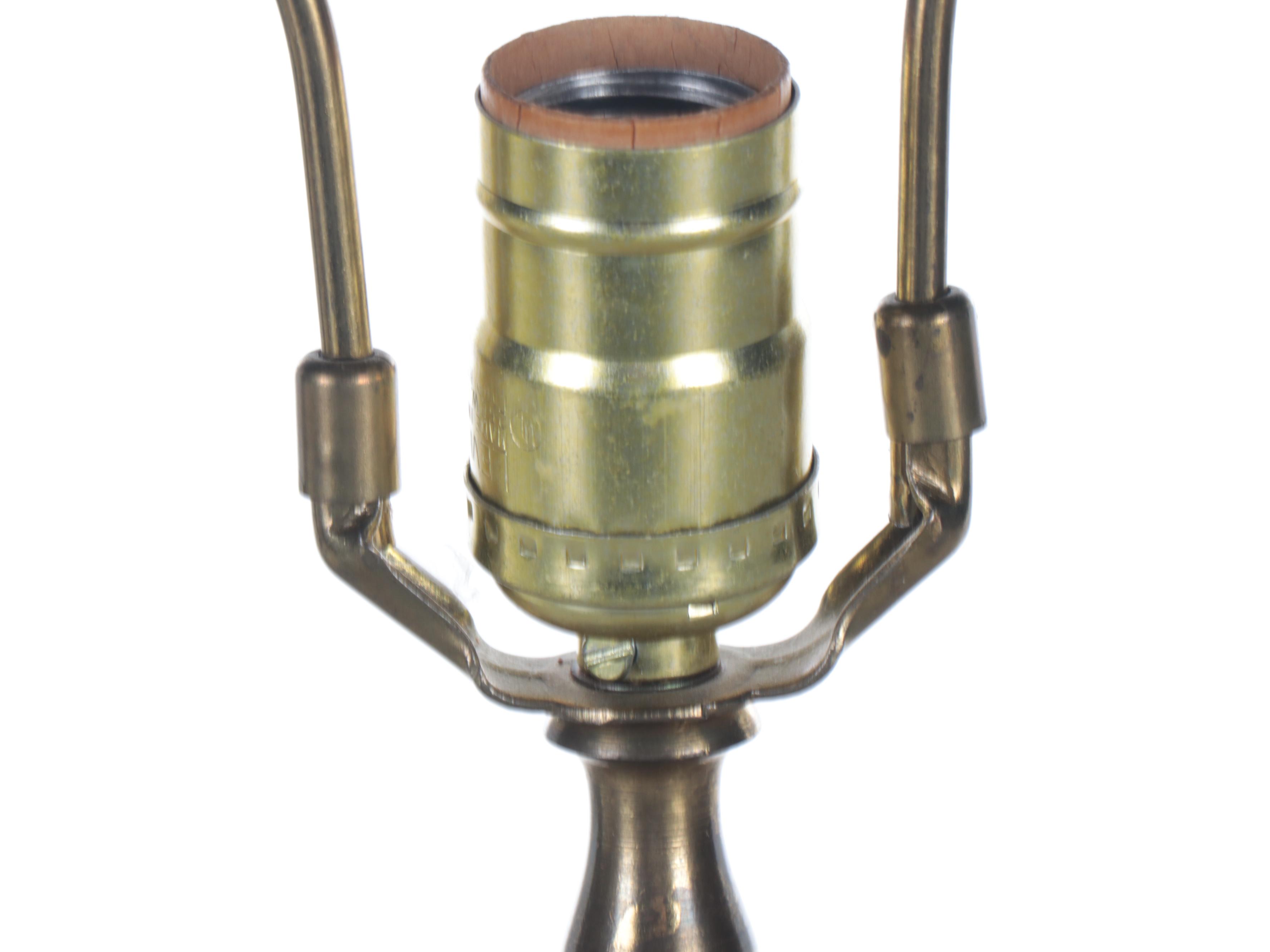 Chinese Hand-Painted Red & White Porcelain Ginger Jar Lamp with Pleated Shade