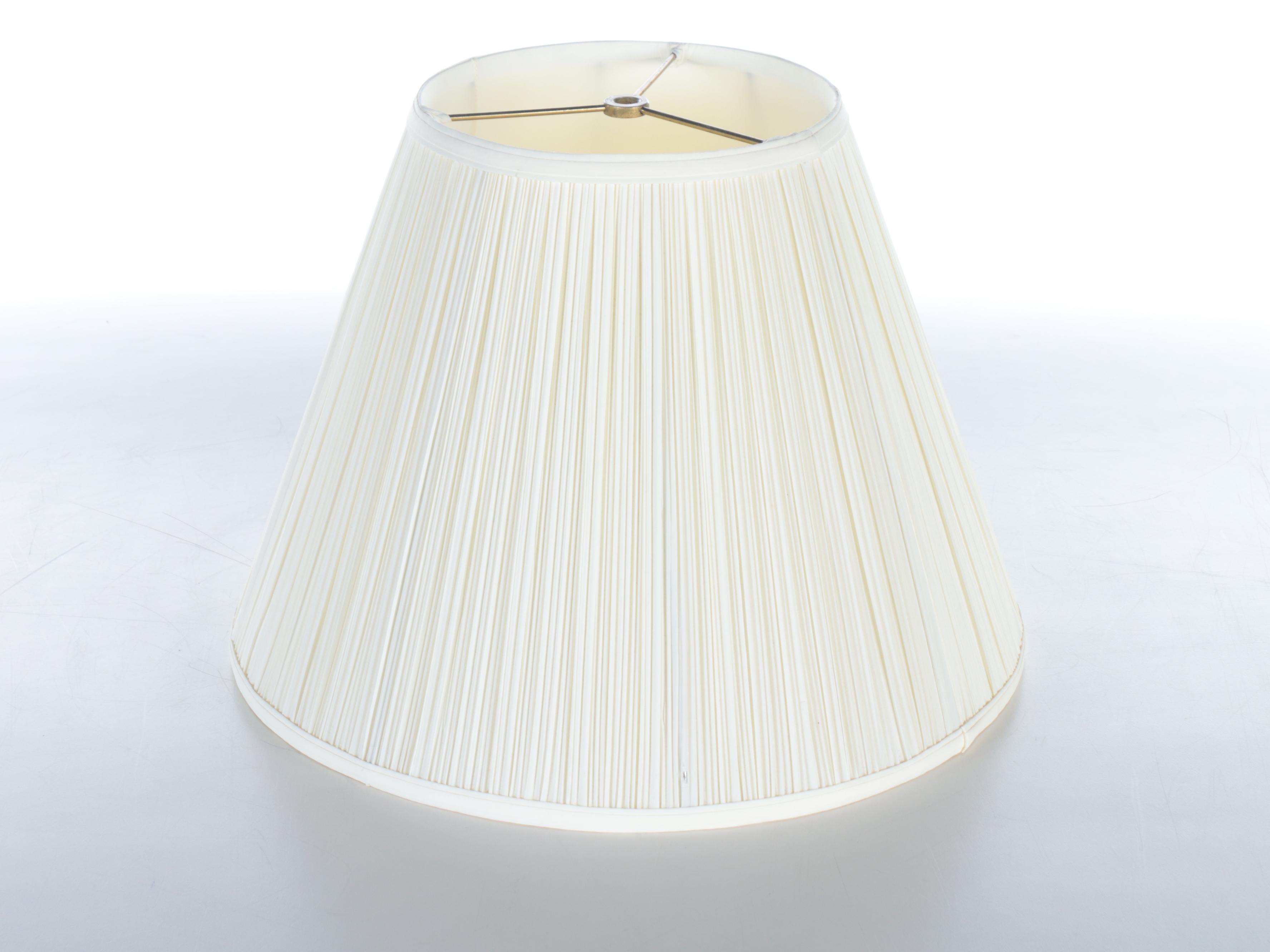 Chinese Hand-Painted Red & White Porcelain Ginger Jar Lamp with Pleated Shade