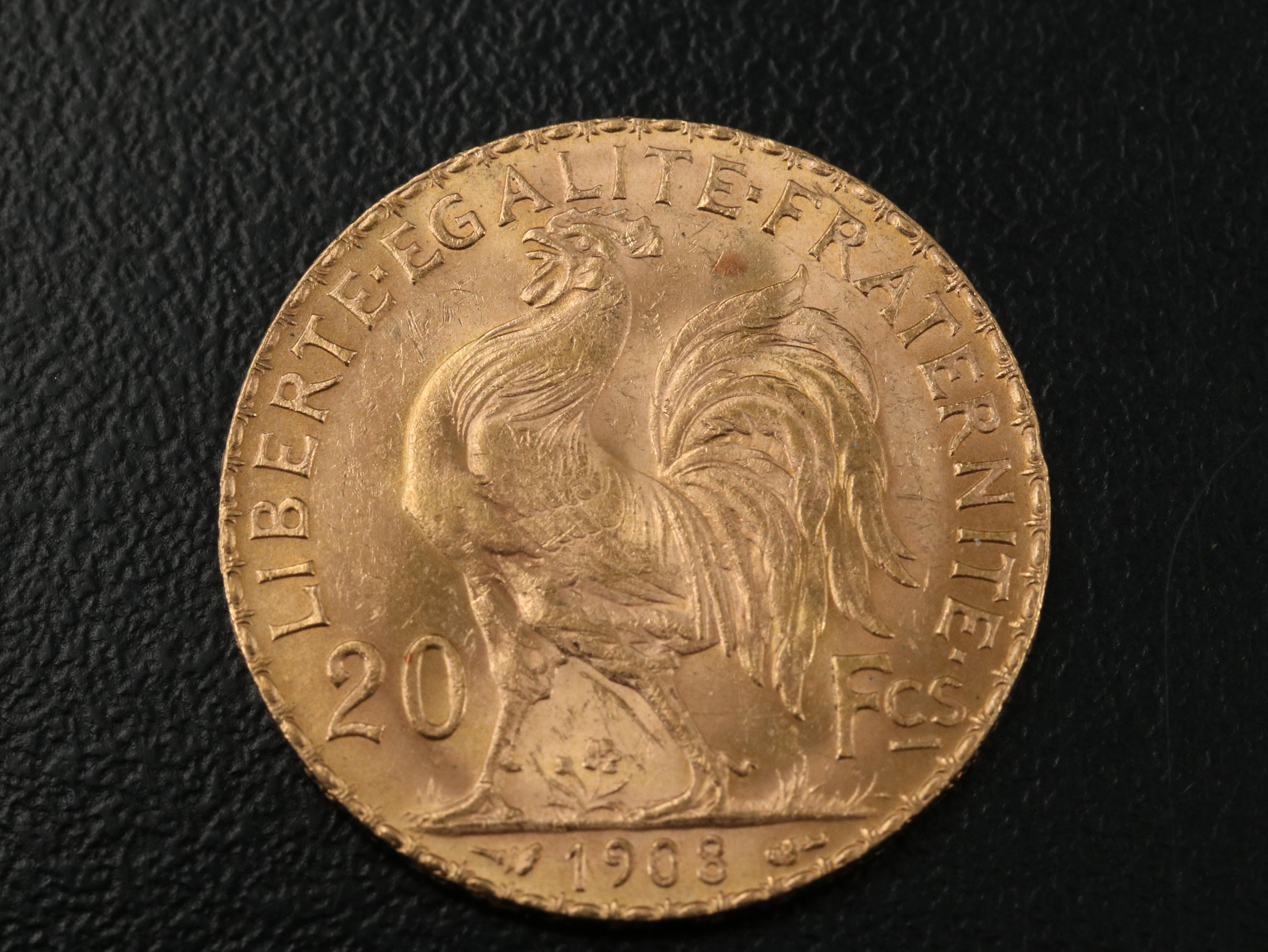 1908 France Twenty Francs Gold Coin