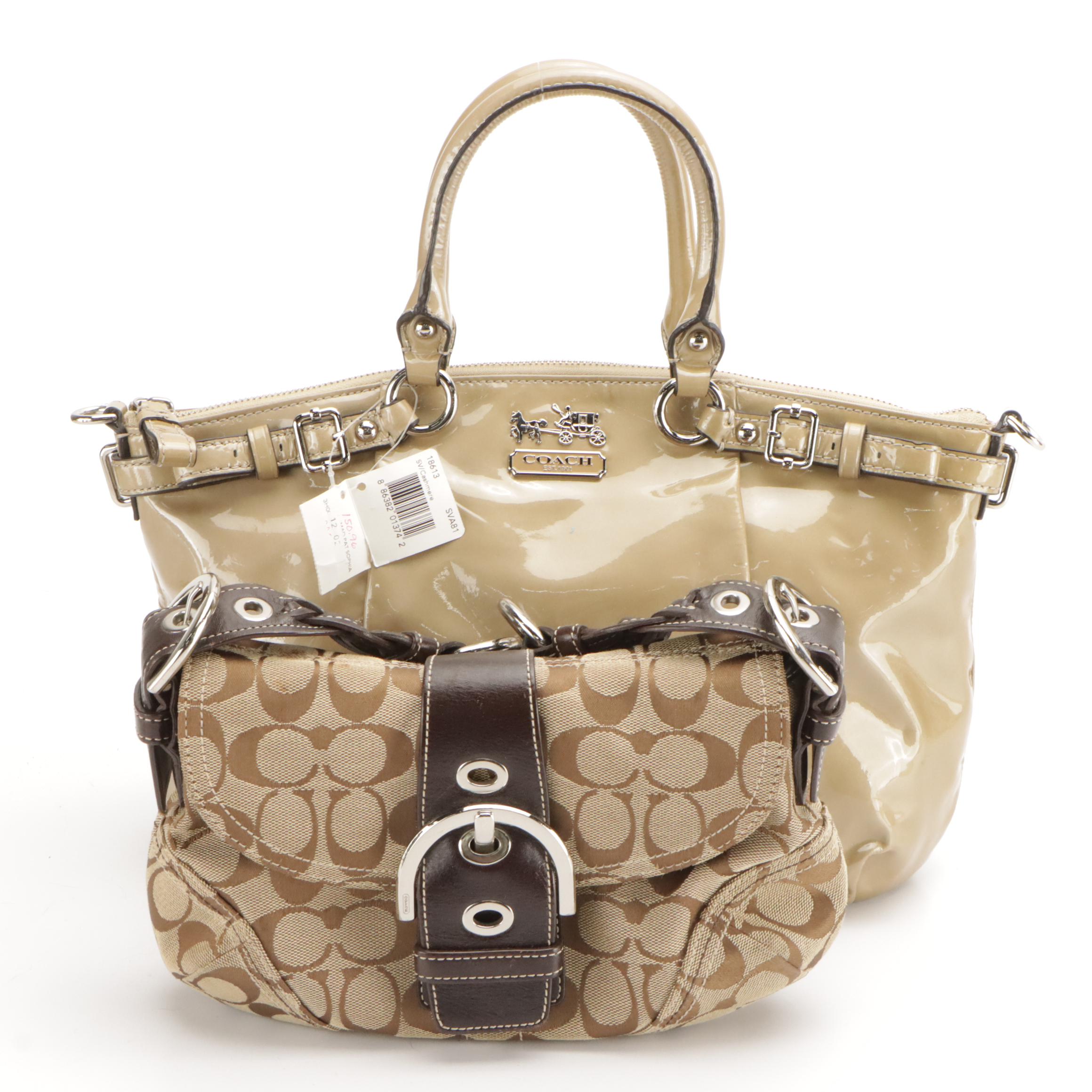 Coach Madison Op Art Handbag in Patent Leather & Soho Front Flap Shoulder Bag